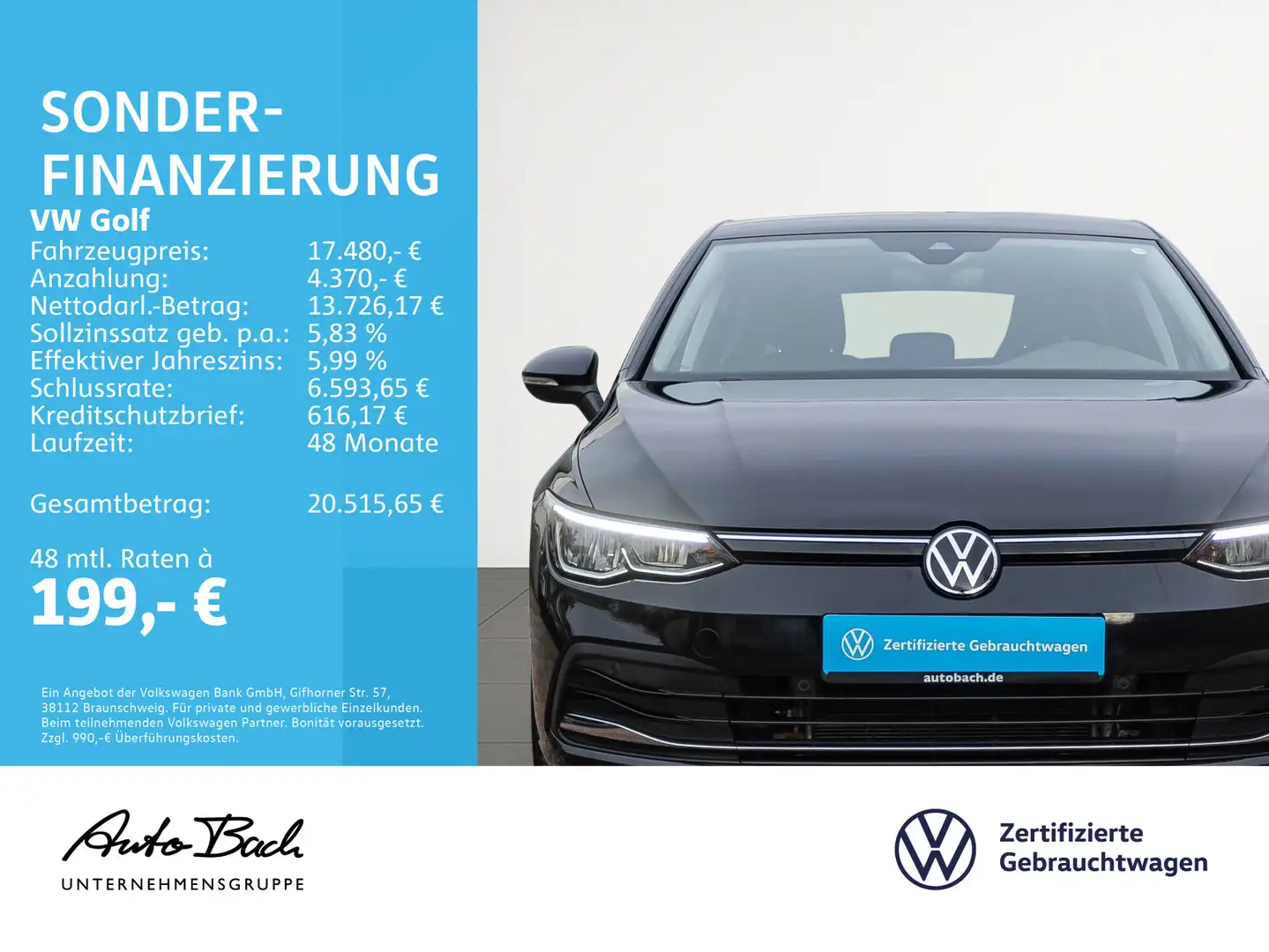 Volkswagen Golf VIII 1.5 TSI Life Navi LED ACC CarPlay DAB Schwarz - 2