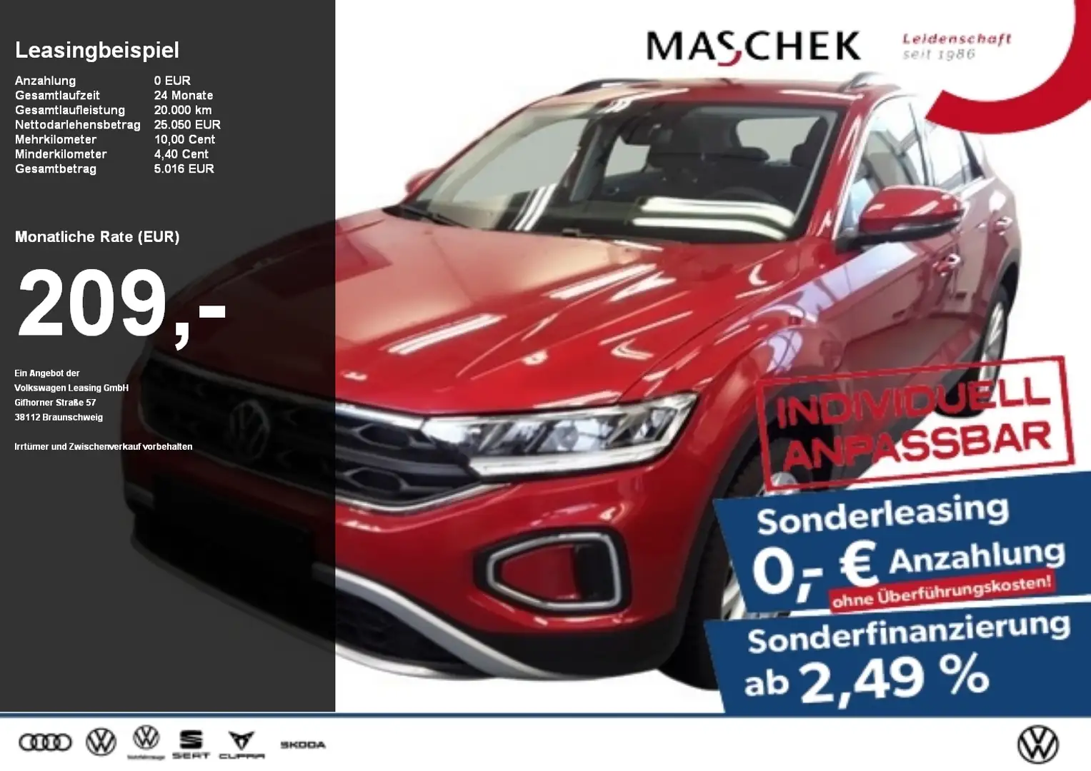 Volkswagen T-Roc Life 1.5 TSI Standh AHK 5J Garantie LED Sitzh Rot - 1