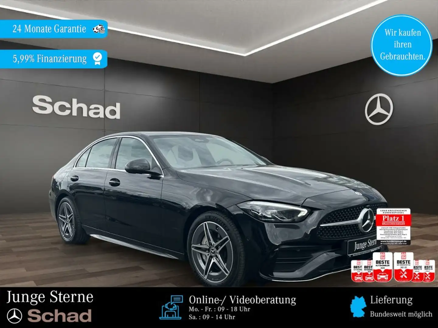 Mercedes-Benz C 180 C 180 AMG+MBUX+LED+KAM+ASSIST+MEMO+CARPLAY+AMBI+ Noir - 1