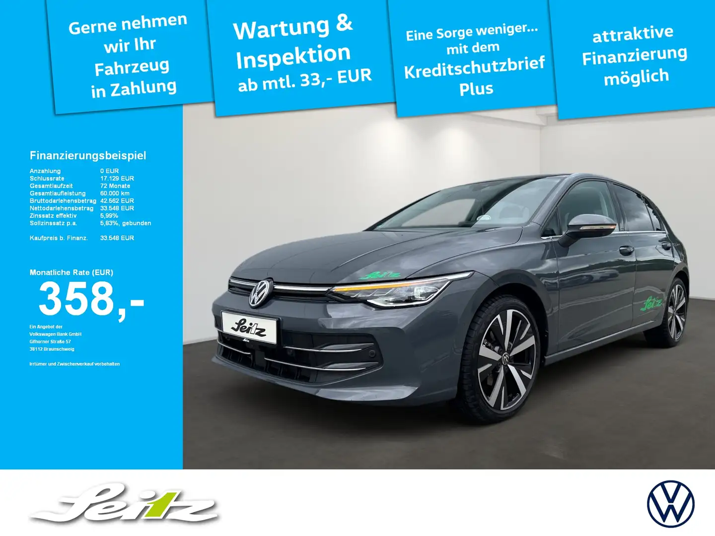 Volkswagen Golf VIII 2.0 TDI Style *HEAD-UP*AHK*NAVI*KAMERA* Grau - 1