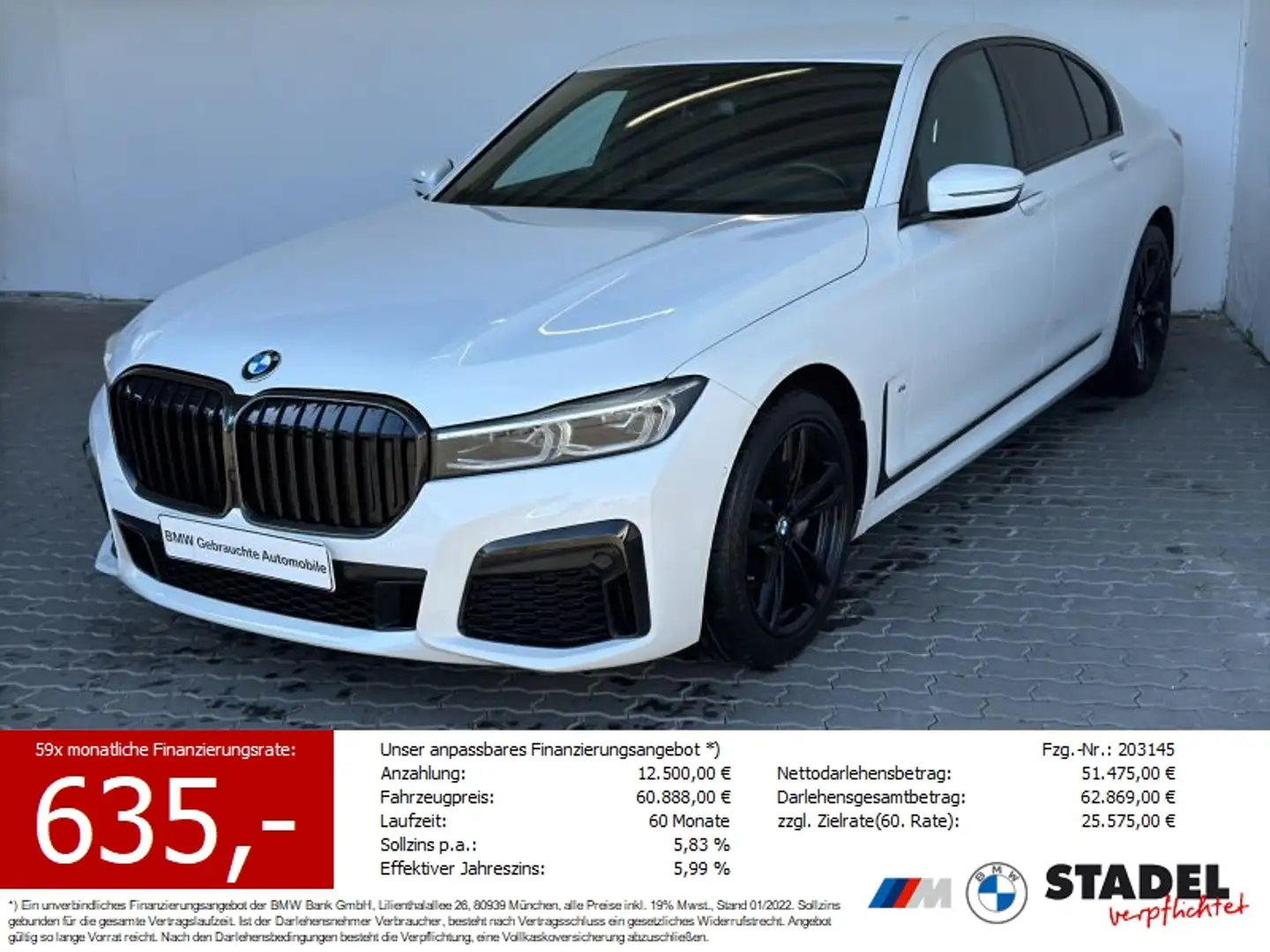 BMW 730 d xDr M Sport Navi.LED.HuD.Massage.RFK.KomfZg Weiß - 1