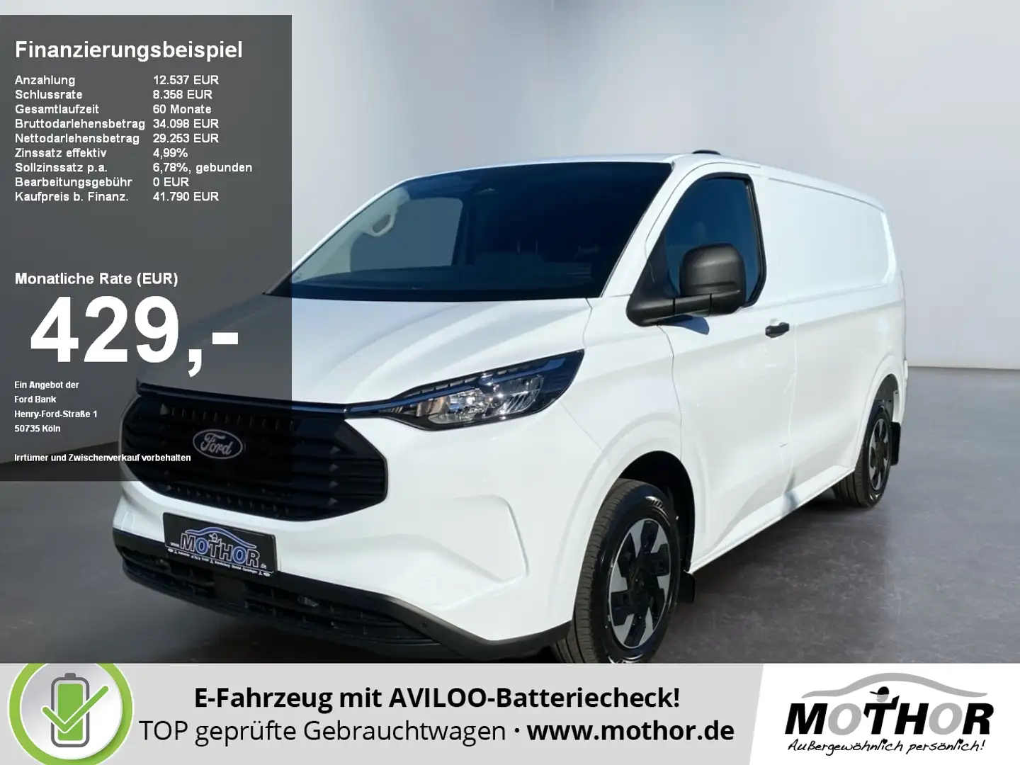 Ford Transit Custom Trend 2.5 PHEV TEMP PDC DAB Blanc - 1
