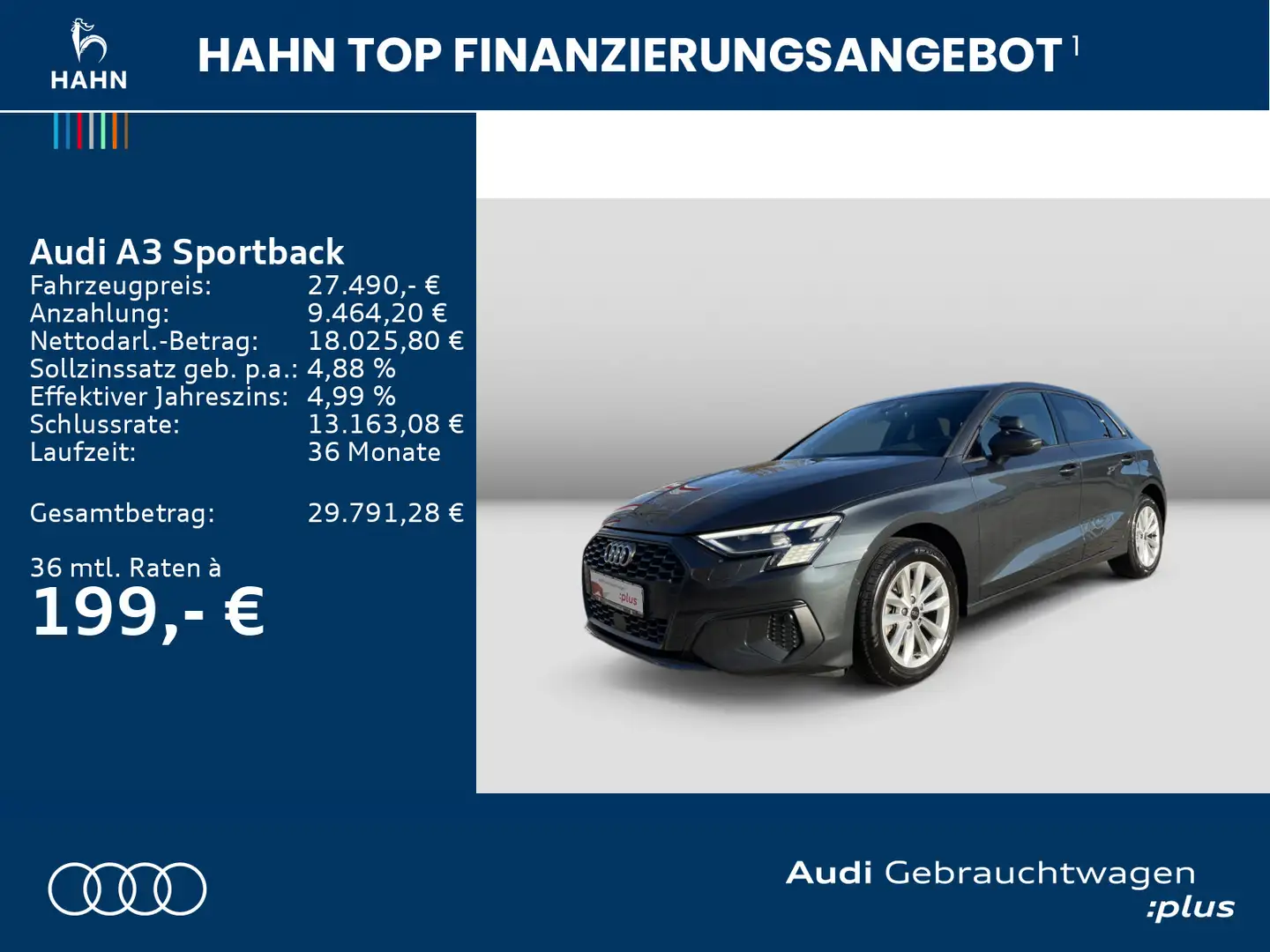 Audi A3 35 TDI Matrix Standh FAHRSCHULE Grau - 2
