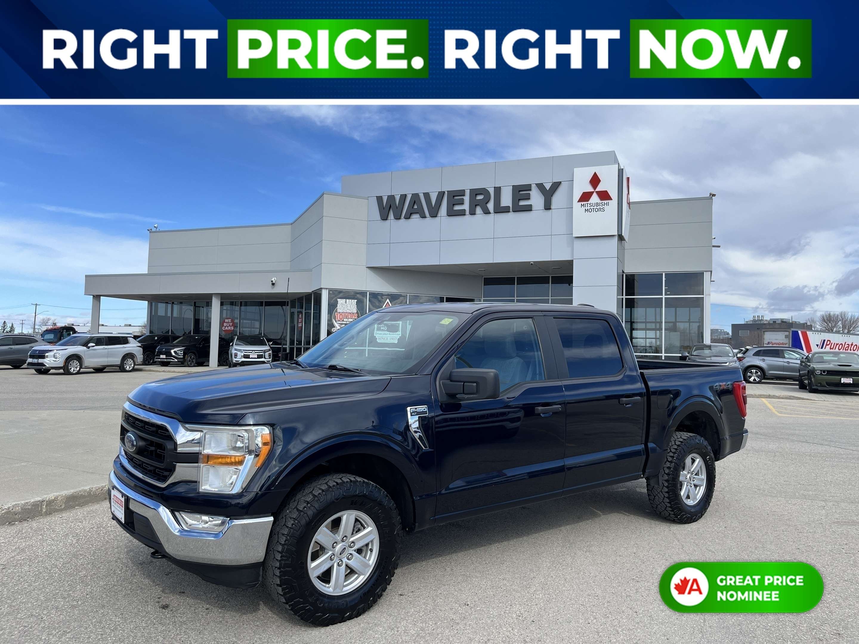 Blue 2022 Ford F-150 Pickup Truck Four-Wheel Drive Automatic