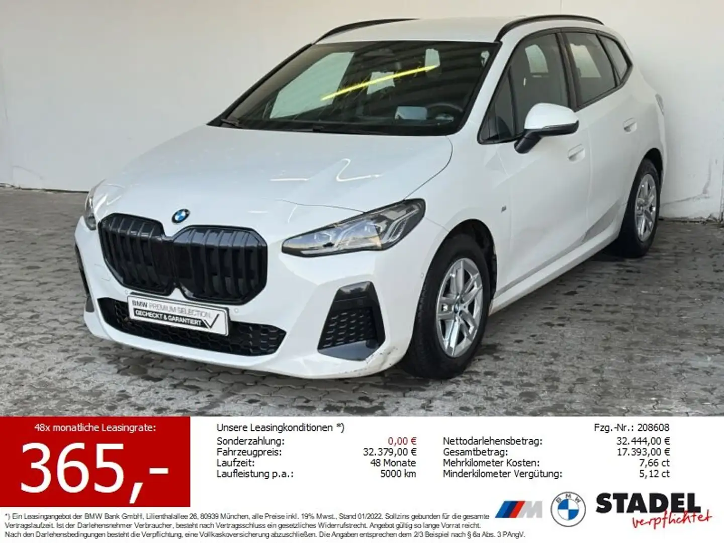 BMW 220 i Active Tourer M Sport Navi.LED.ACC.360°.AHK Weiß - 1