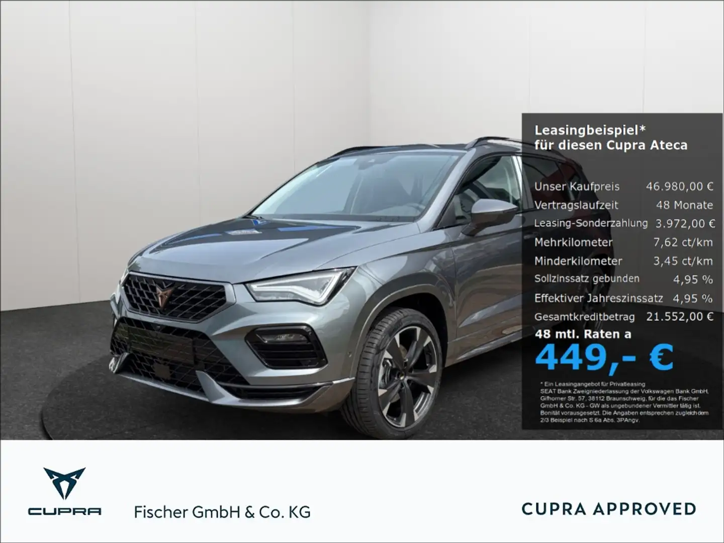 CUPRA Ateca 2.0TSI 4Drive DSG LED AHK Navi 360° ACC Soundsyste Grau - 1
