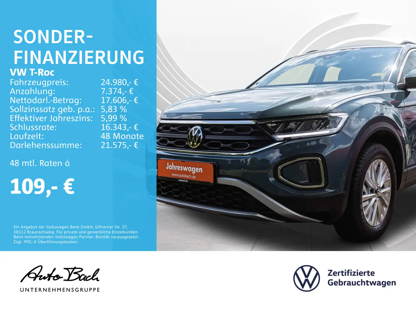 Volkswagen T-Roc 1.0 TSI "Life" Navi LED Digital Cockpit AC Bleu - 1
