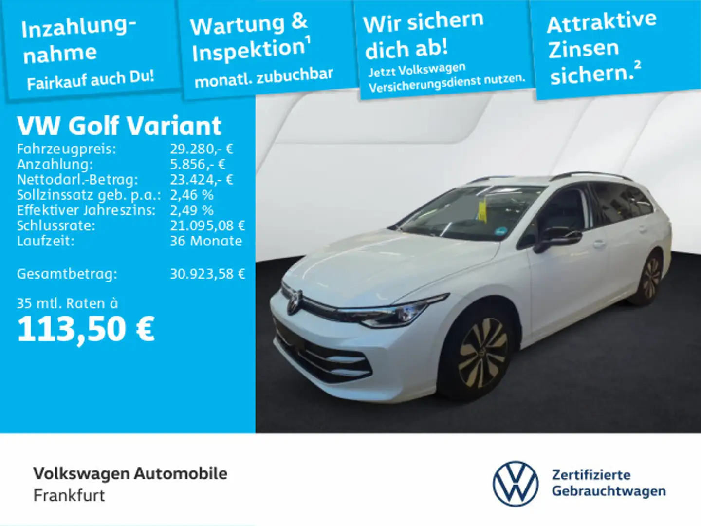 Volkswagen Golf Variant Golf VIII Variant 1.5 eTSI DSG Goal Navi AHK Spu Weiß - 1