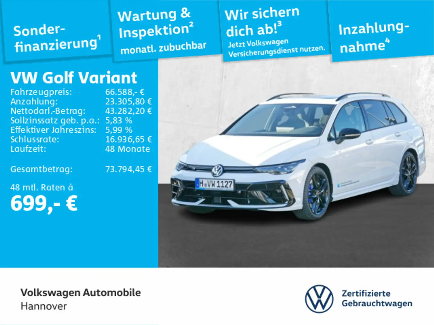 Volkswagen Golf Variant R 2.0 TSI DSG 4Motion AHK IQ.LIGHT Weiß - 1