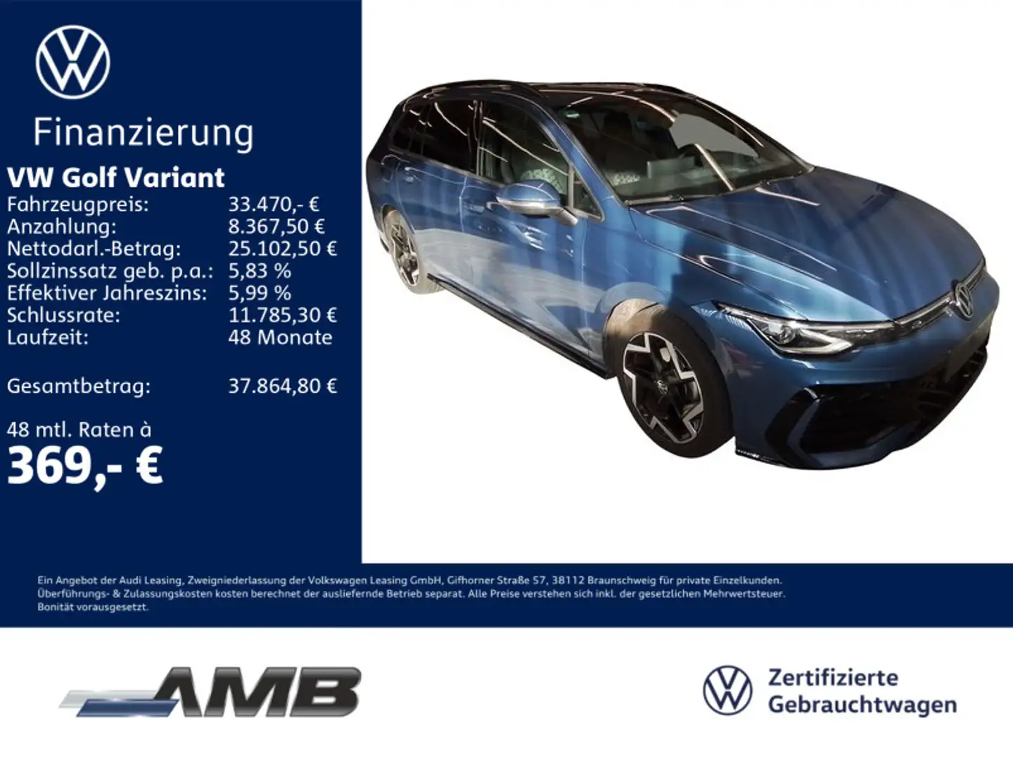 Volkswagen Golf Variant R-Line 1.5 TSI Matrix/Standh/03.25G Blau - 1