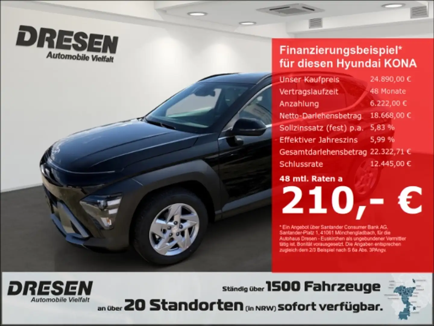 Hyundai KONA EU6e SX21.6 T-GDI 138 PS 6-MT 2WD Trend NAVI/ Rück Zwart - 1
