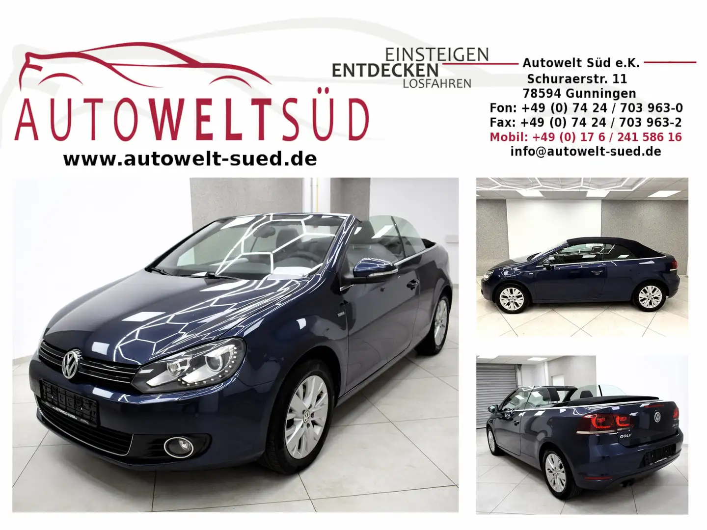 Volkswagen Golf Cabriolet 2.0 TDI BMT Life Navi PDC SHZ Xen Bleu - 1