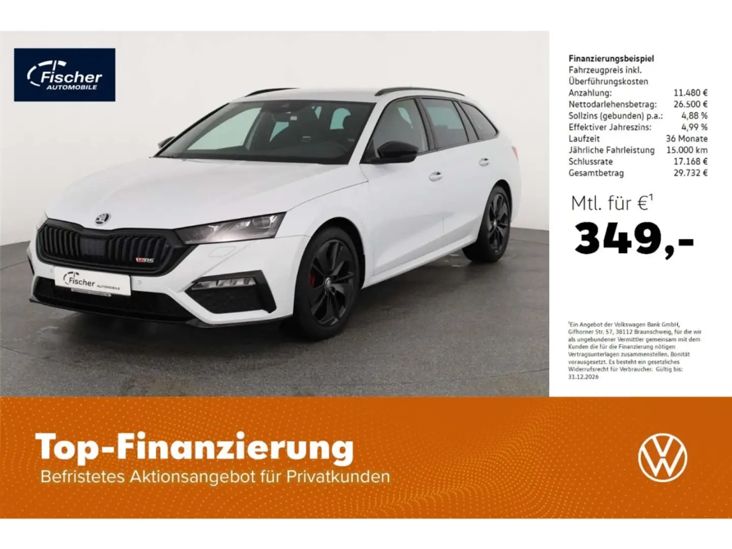 Skoda Octavia Combi 2.0 TDI RS DSG AHK/Matrix/NAV/PDC Weiß - 1