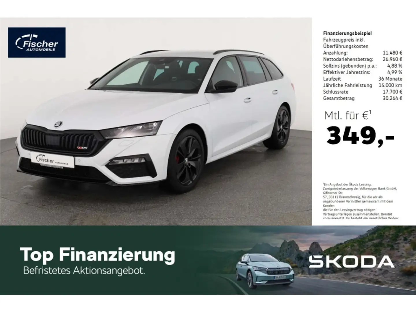 Skoda Octavia Combi 2.0 TDI RS DSG AHK/Matrix/NAV/PDC Weiß - 1