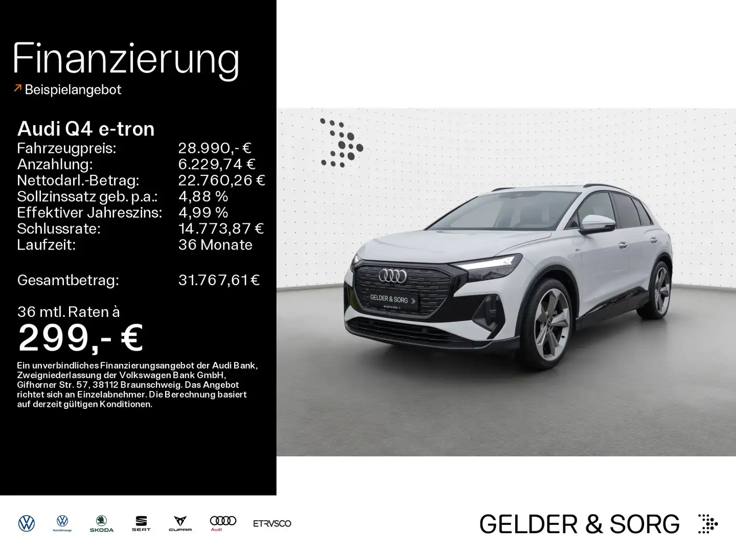 Audi Q4 e-tron 45 qu. S line Pano*AHK*21Z*LED*RFK Blanc - 1