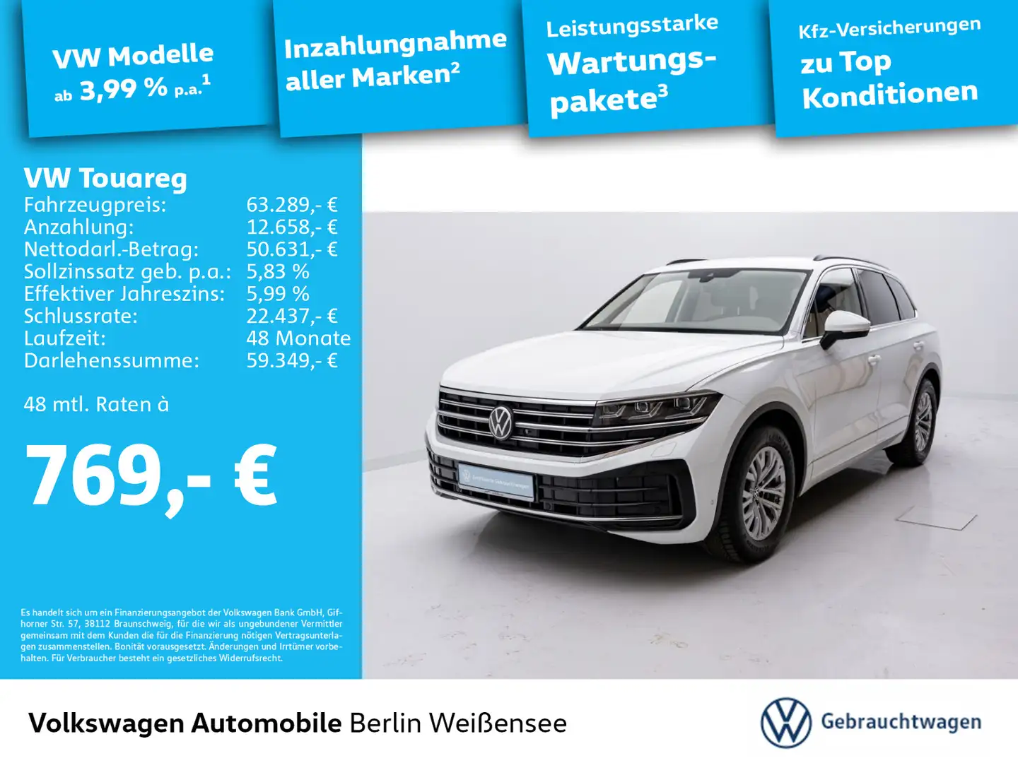 Volkswagen Touareg Elegance 3.0 V6 TDI*4Motion*AHK*MATRIX* Blanc - 1