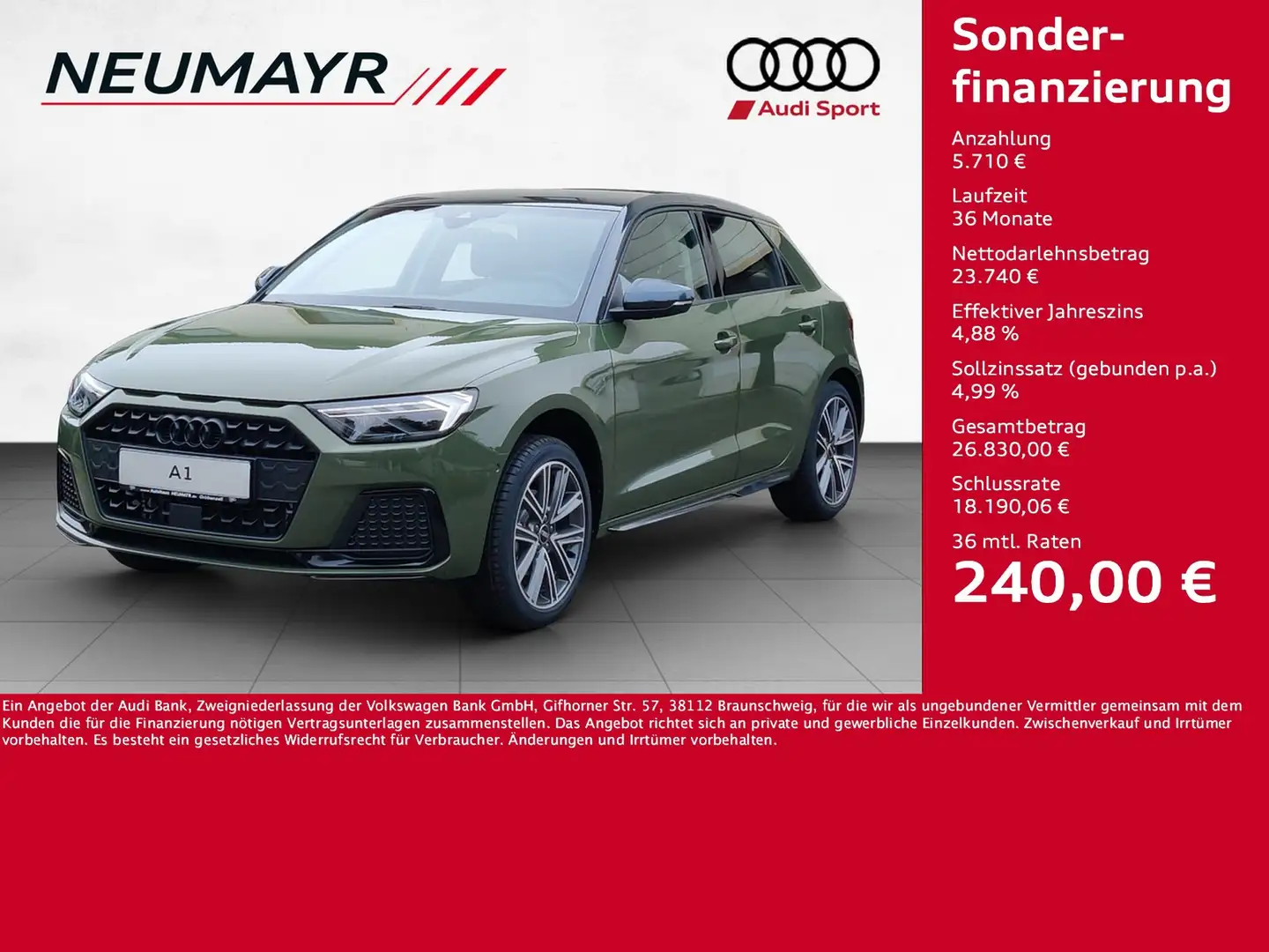 Audi A1 Sportback 30 TFSI advanced LED; MMI+; AKTION! Grün - 1