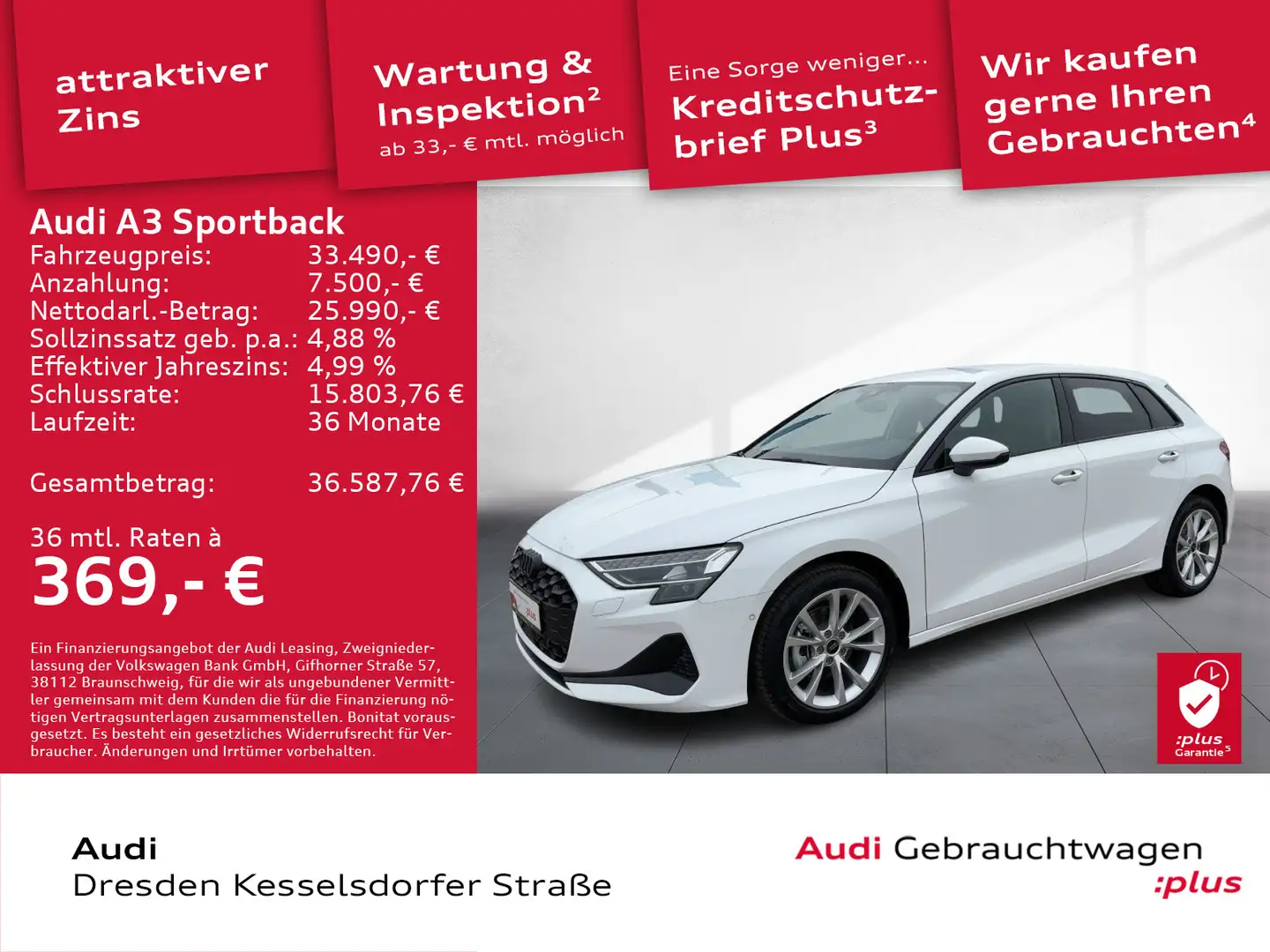 Audi A3 35 TFSI advanced Kamera LED Navi Weiß - 1