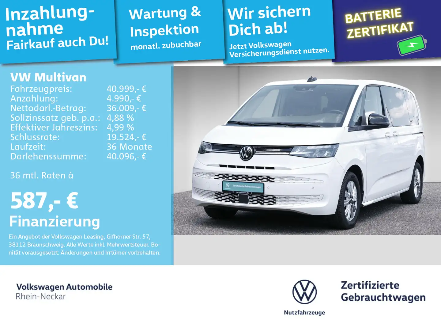 Volkswagen T7 Multivan T7 Multivan 1.4 TSI eHybrid Life 7-Sitzer Navi R Blanco - 1