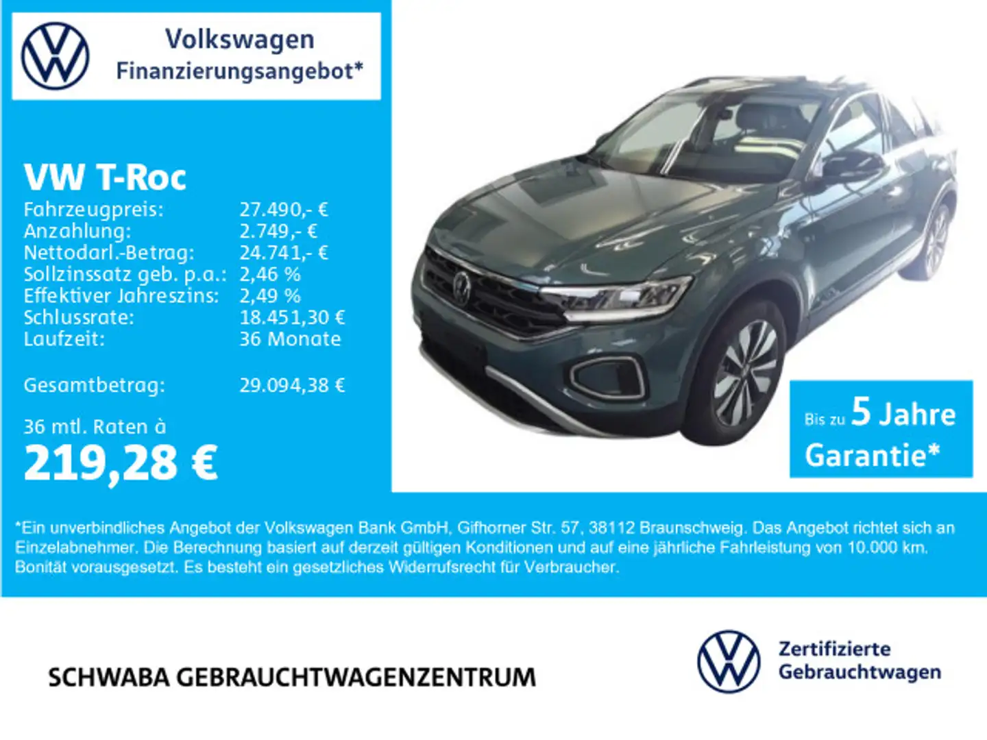 Volkswagen T-Roc T-ROC GOAL 2.0 TDI LED*VIRTUAL*AHK*ACC*LANE*17" Blau - 1