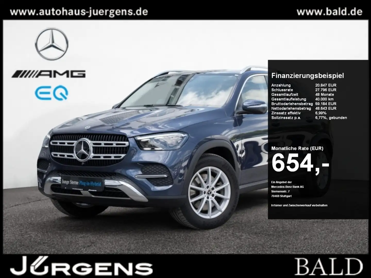 Mercedes-Benz GLE 350 de 4M MLB/360/Pano/AHK/Distr/Memo/19' Blau - 1