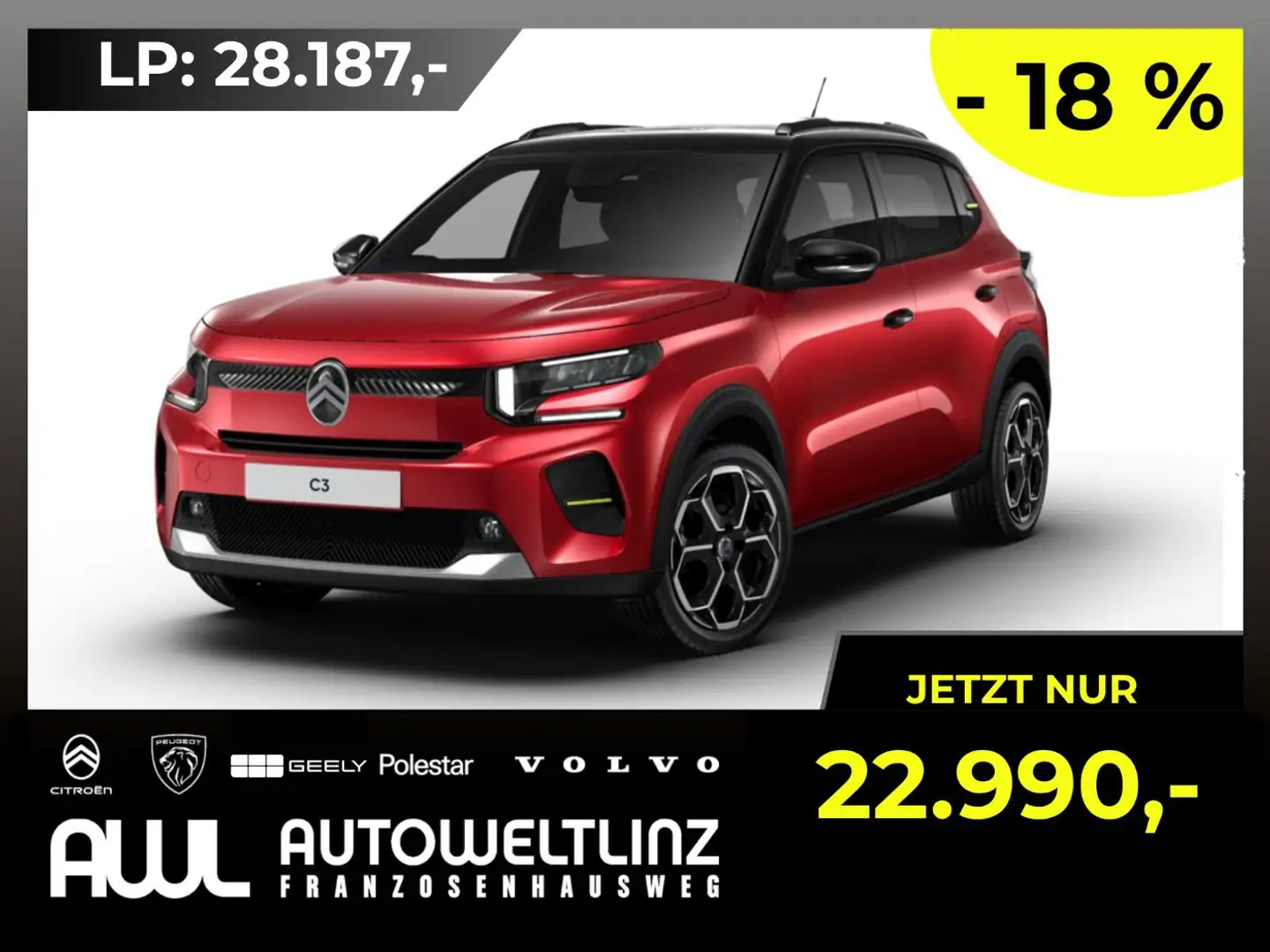 Citroen C3 110PS Hybrid MAX !!MEGADEAL!! Rot - 1