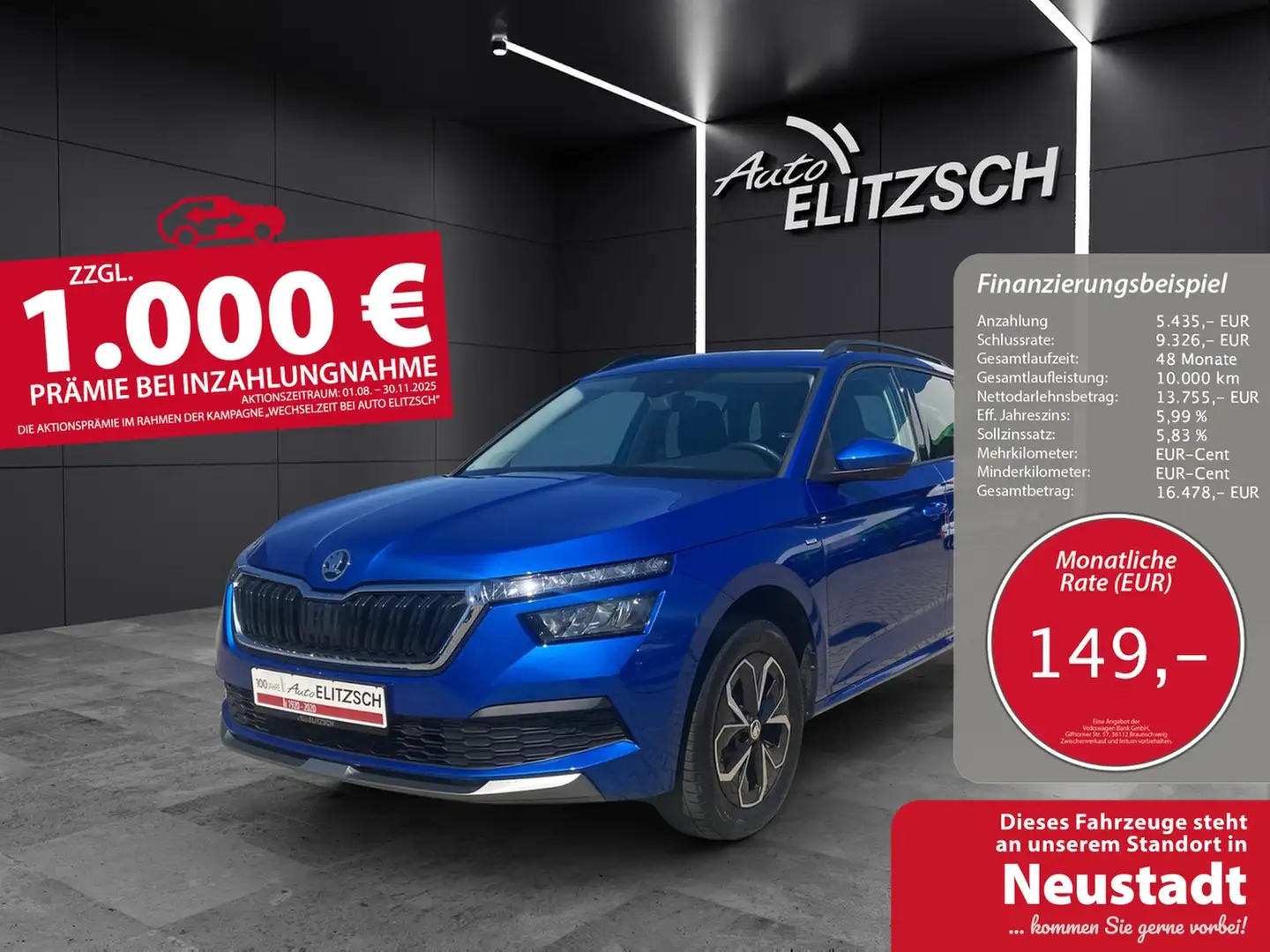 Skoda Kamiq TSI Drive-125 DSG LED Climatronic GRA PDC SH LM... Blau - 1