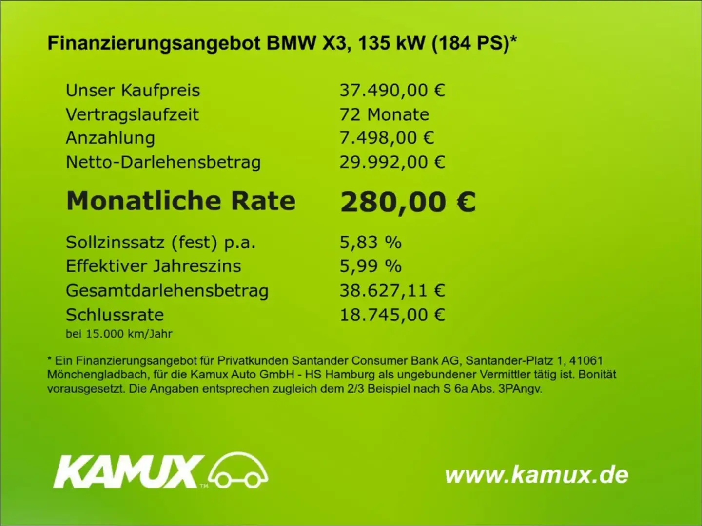 BMW X3 20i xDrive Steptronic+LED+NAVI+KAMERA+PANO Zwart - 1