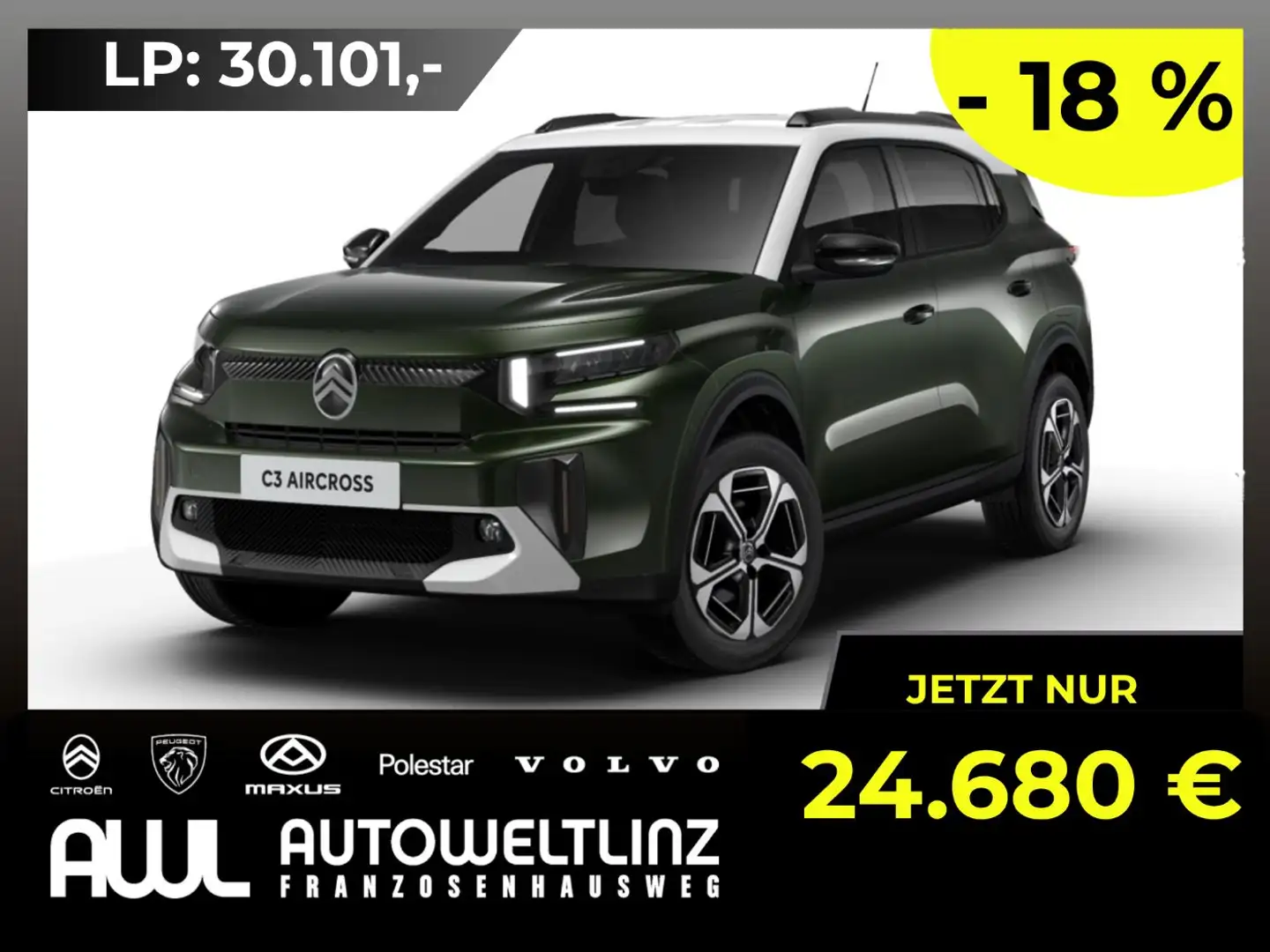 Citroen C3 Aircross 145PS MAX +Tageszulassung+ Grün - 1