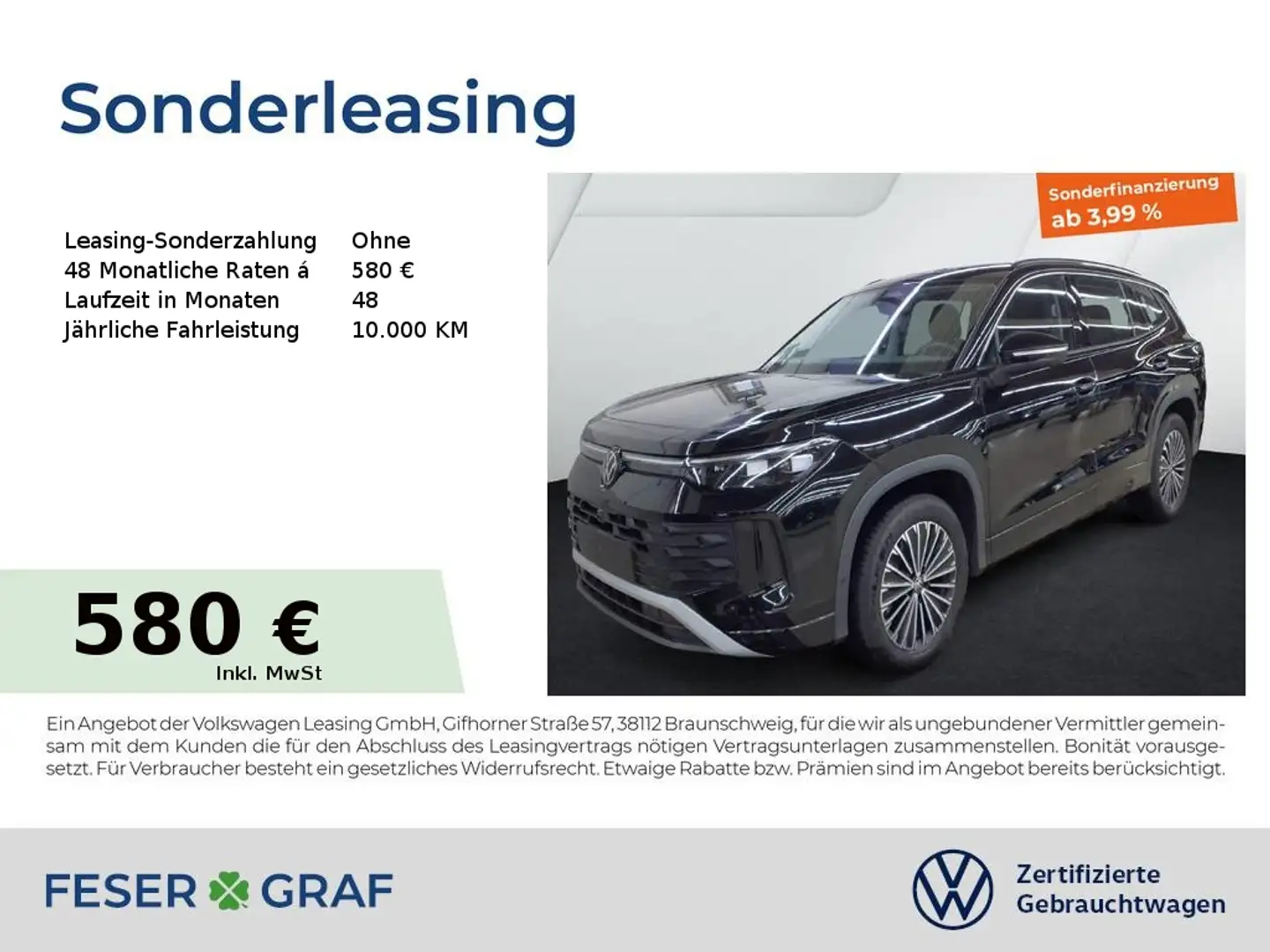 Volkswagen Tayron Life 2.0 TDI DSG 4MNavi AHK Kamera LED LM SiHz Schwarz - 1