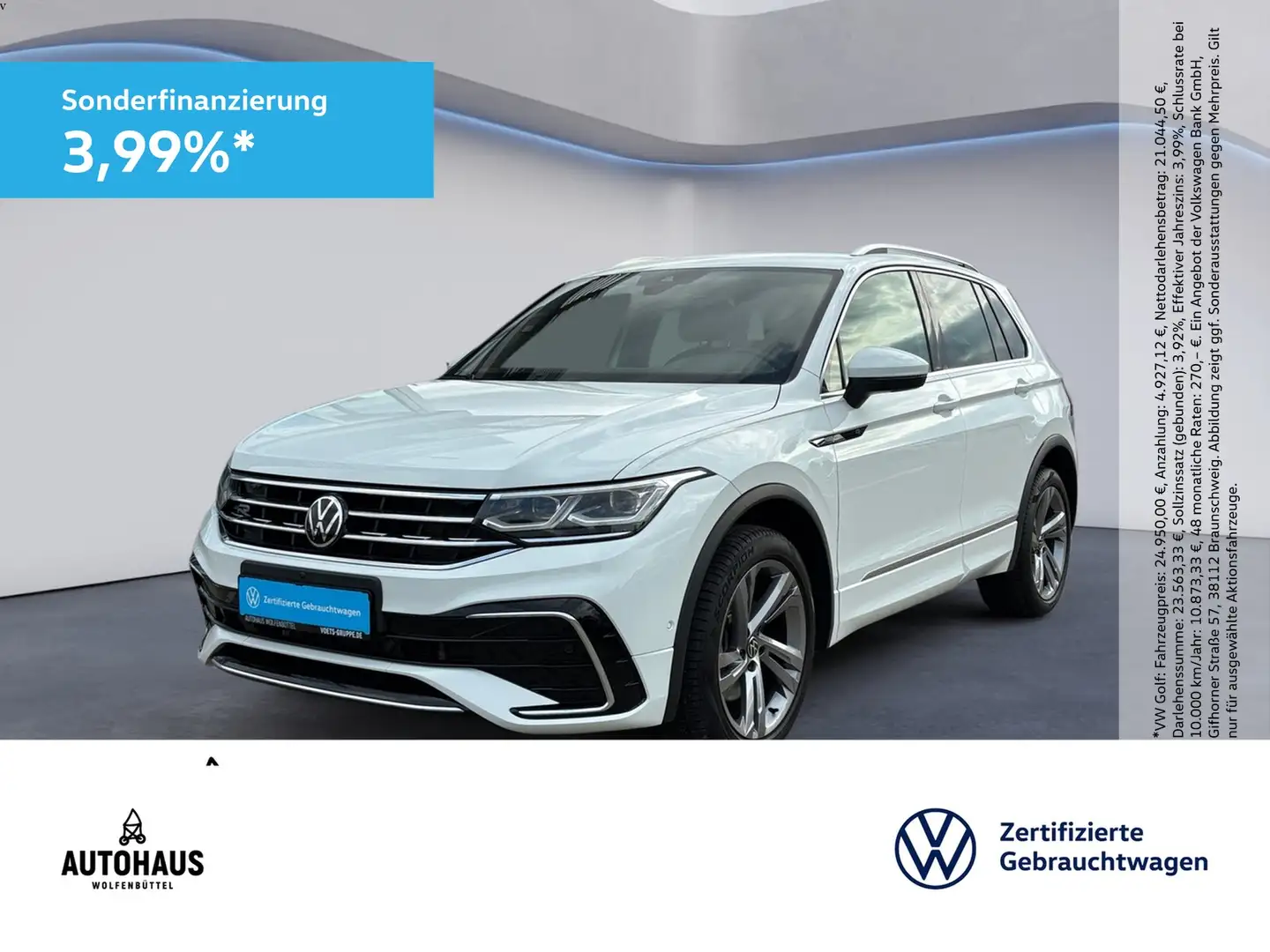 Volkswagen Tiguan R-Line 2.0 TDI DSG 4Motion AHK CAM NAV Weiß - 1