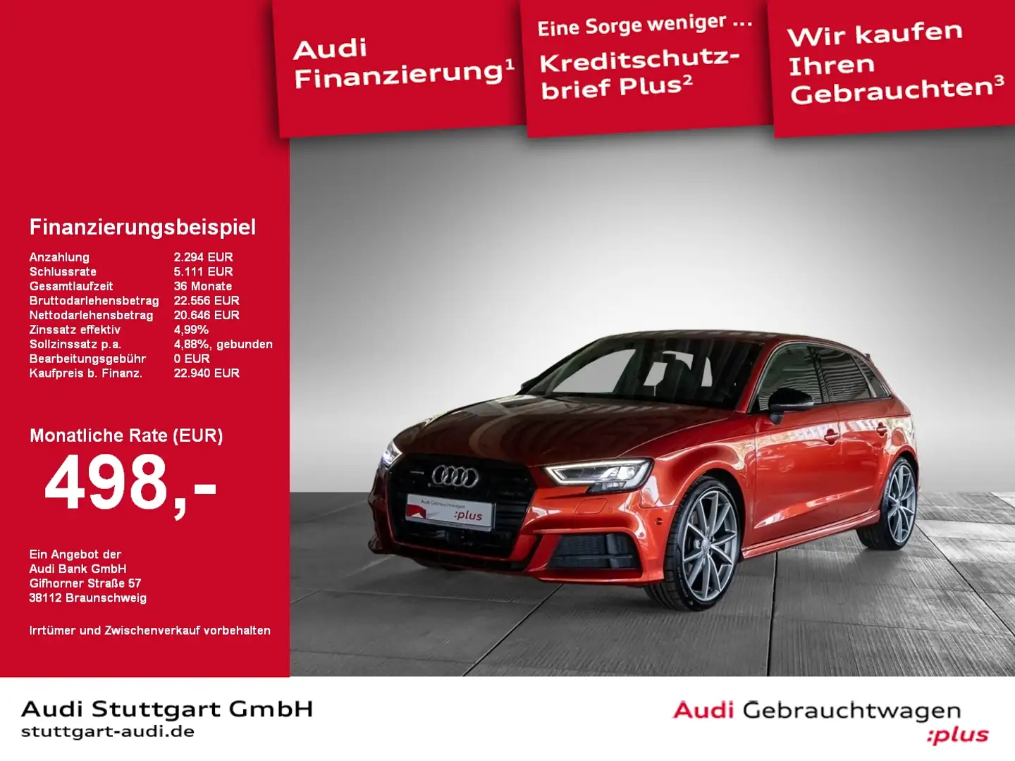 Audi A3 Sportback Sport 2.0 TFSI q S line B&O Optikpak Rot - 1