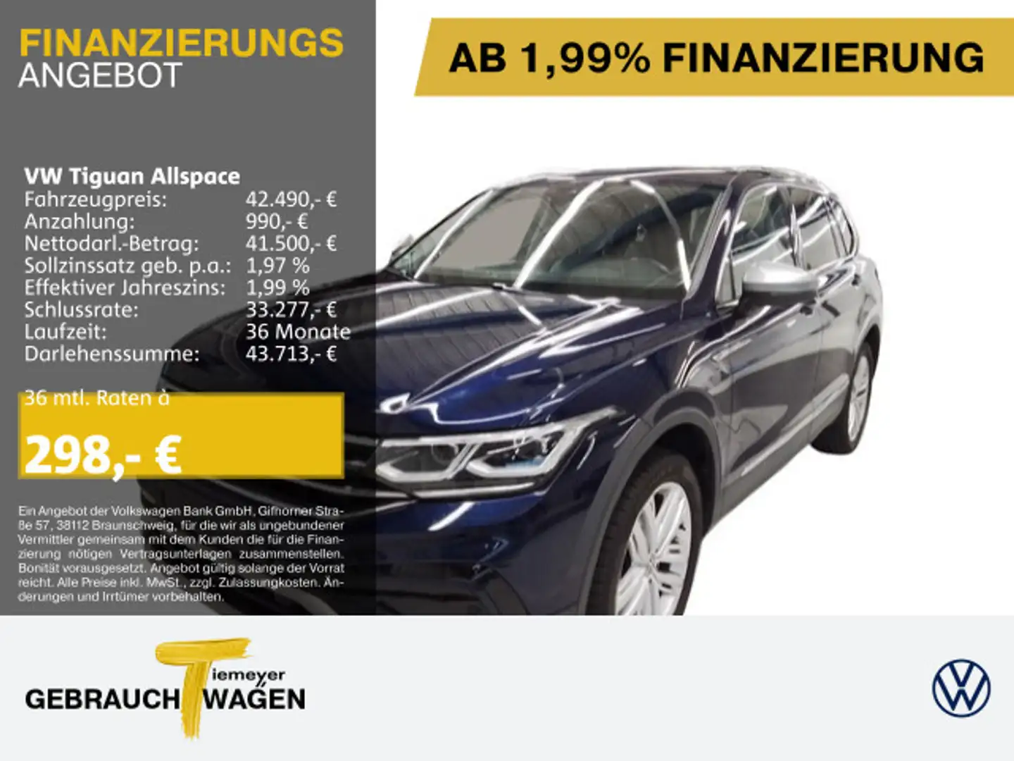 Volkswagen Tiguan Allspace 2.0 TSI DSG ELEGANCE STDHZ PANO Blau - 1