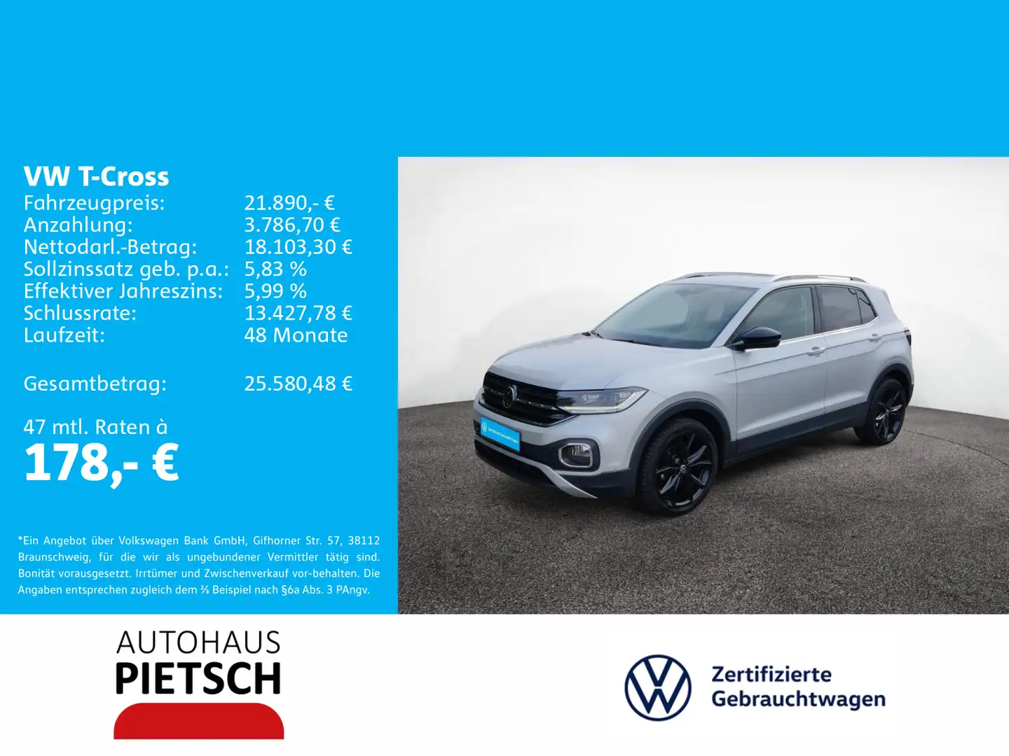 Volkswagen T-Cross 1.0 TSI Style Silber - 1