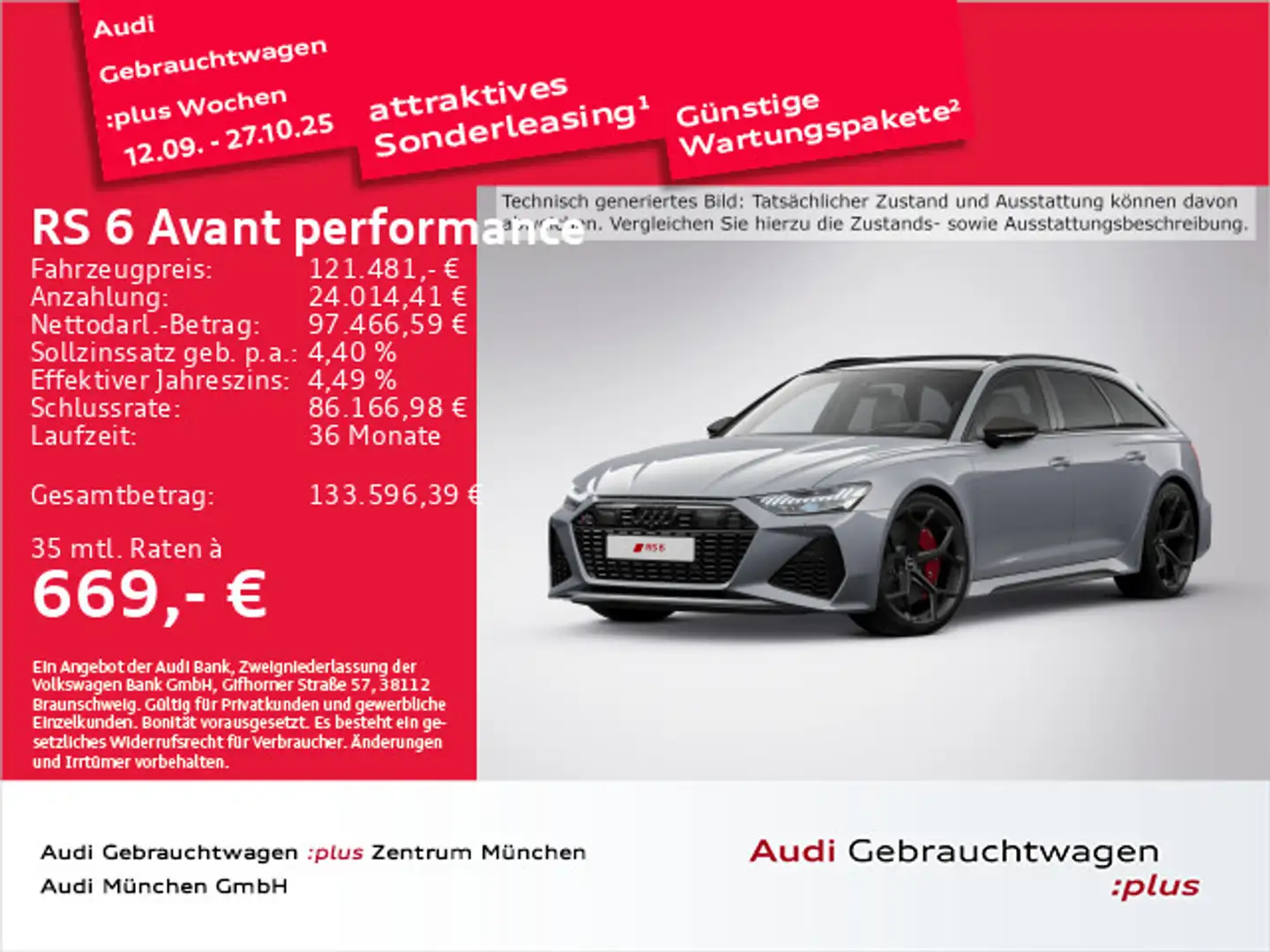 Audi RS6 RS6 Avant performance StdHzg/Pano/RS-AGA/B&O/AHK Grau - 1