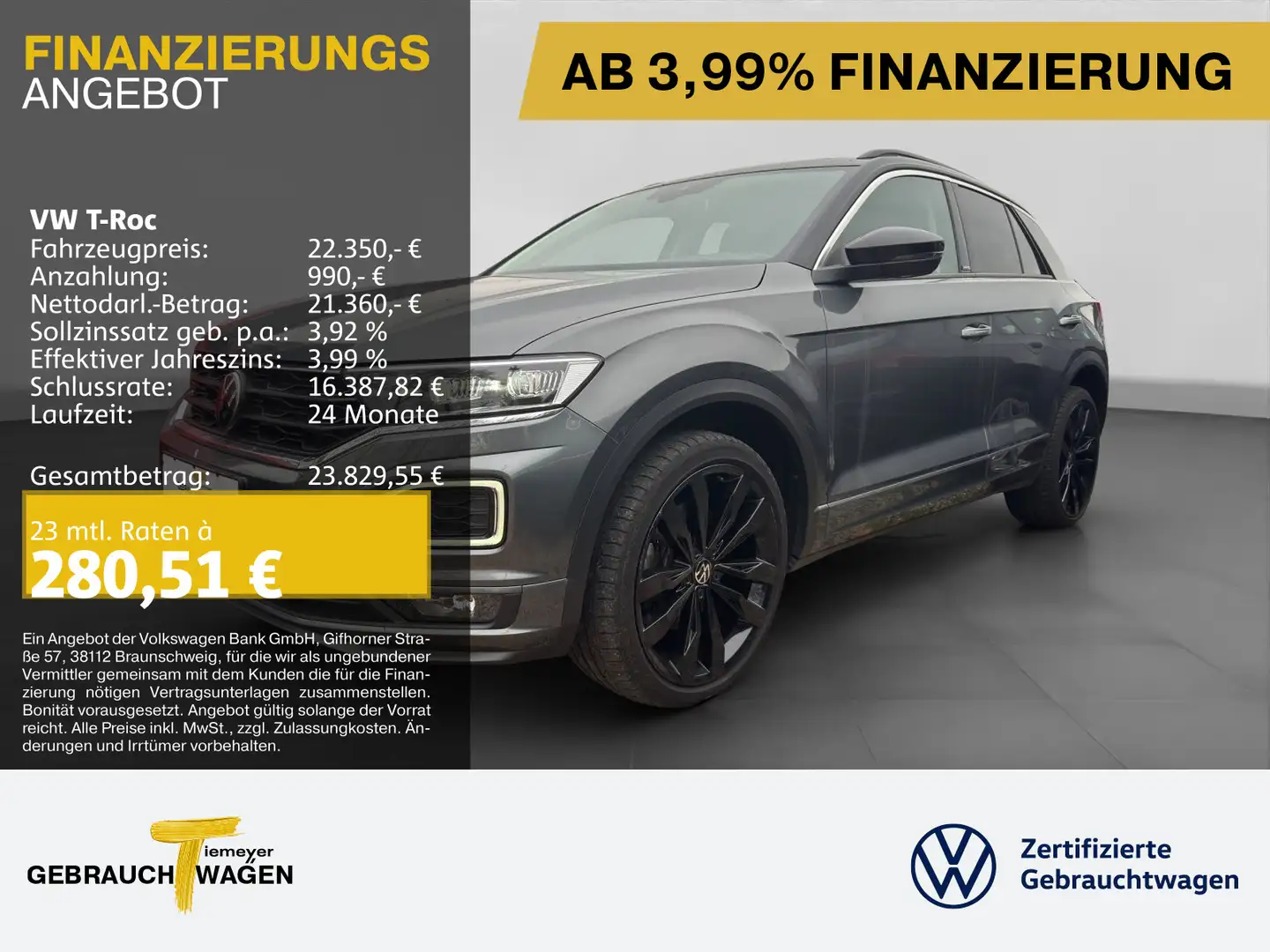 Volkswagen T-Roc 1.5 TSI DSG R-LINE LM19 PANO eKLAPPE NAVI Grau - 1