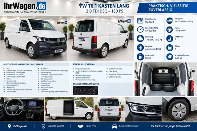 Volkswagen T6 Transporter 2,0 TDI*DSG*LED*ACC*Lane Front Side Assist*ASR*DAB*Lederlenkr*Fernlichtass*