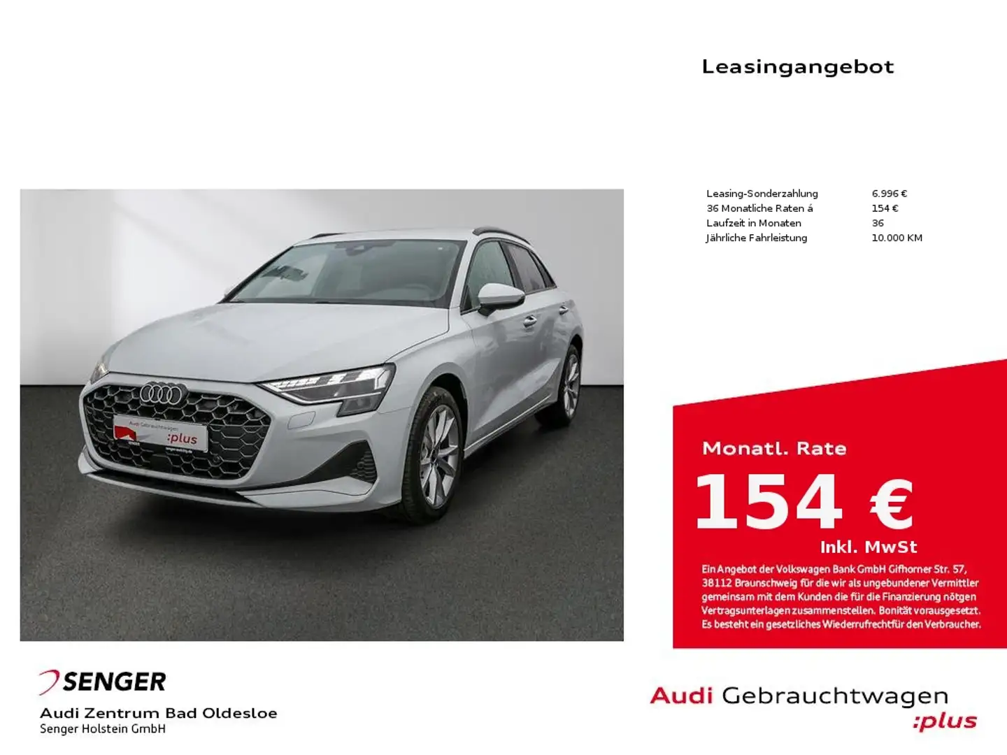Audi A3 30 TFSI advanced S tronic Nav AHK Blanc - 1