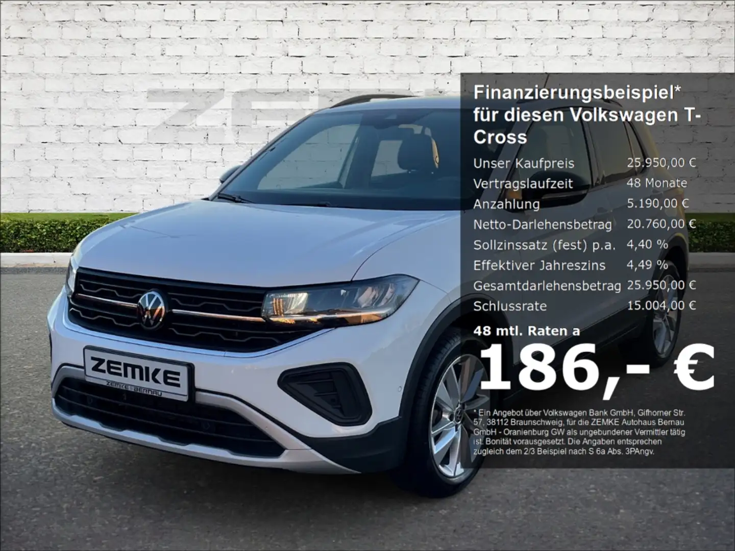 Volkswagen T-Cross 1.0 TSI DSG Goal AHK-abnehmbar Navi Digitales Cock Weiß - 1