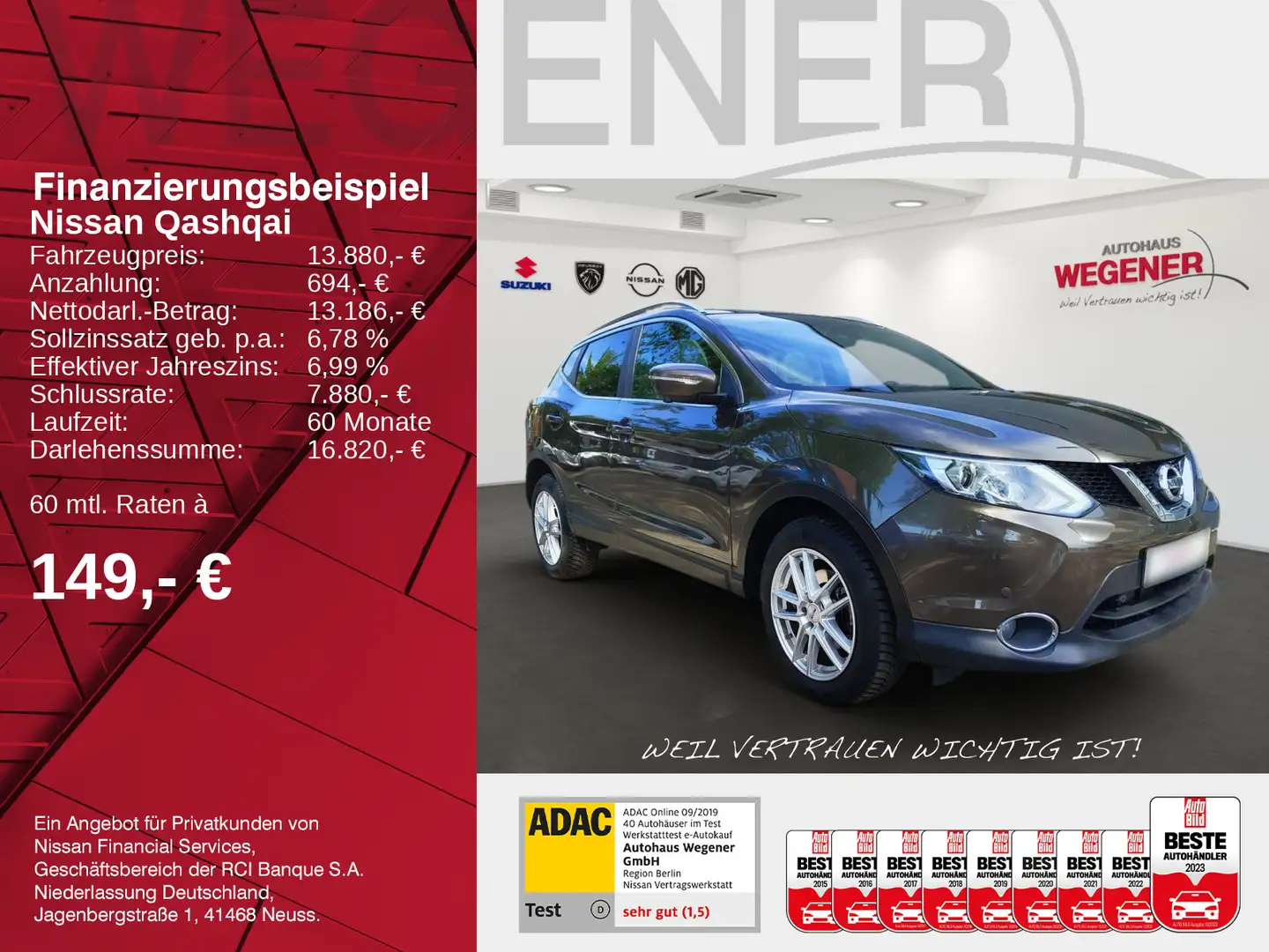 Nissan Qashqai Tekna AT 1.6dci LED NAVI KAMERA BFS Brun - 2