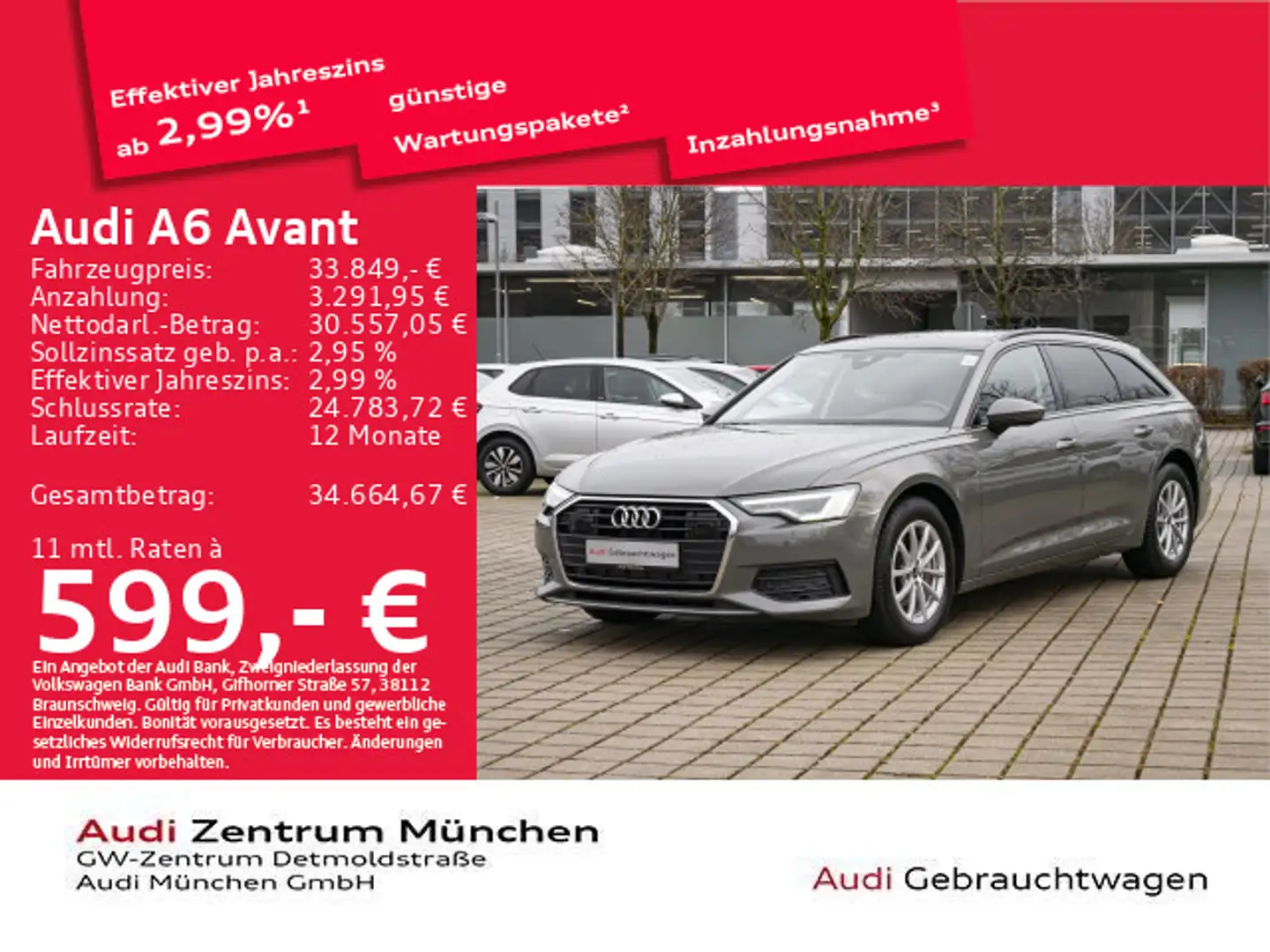 Audi A6 40 TDI S tronic Pano/Navi+/ACC/Matrix Grau - 1