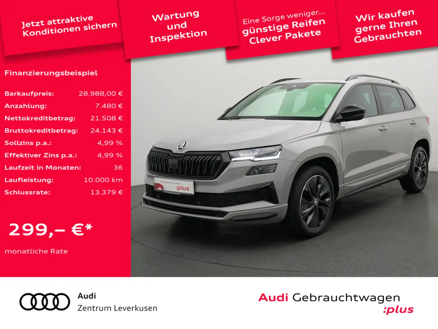 Skoda Karoq Sportline DSG MATRIX KAM NAVI DCC SHZ Grau - 1
