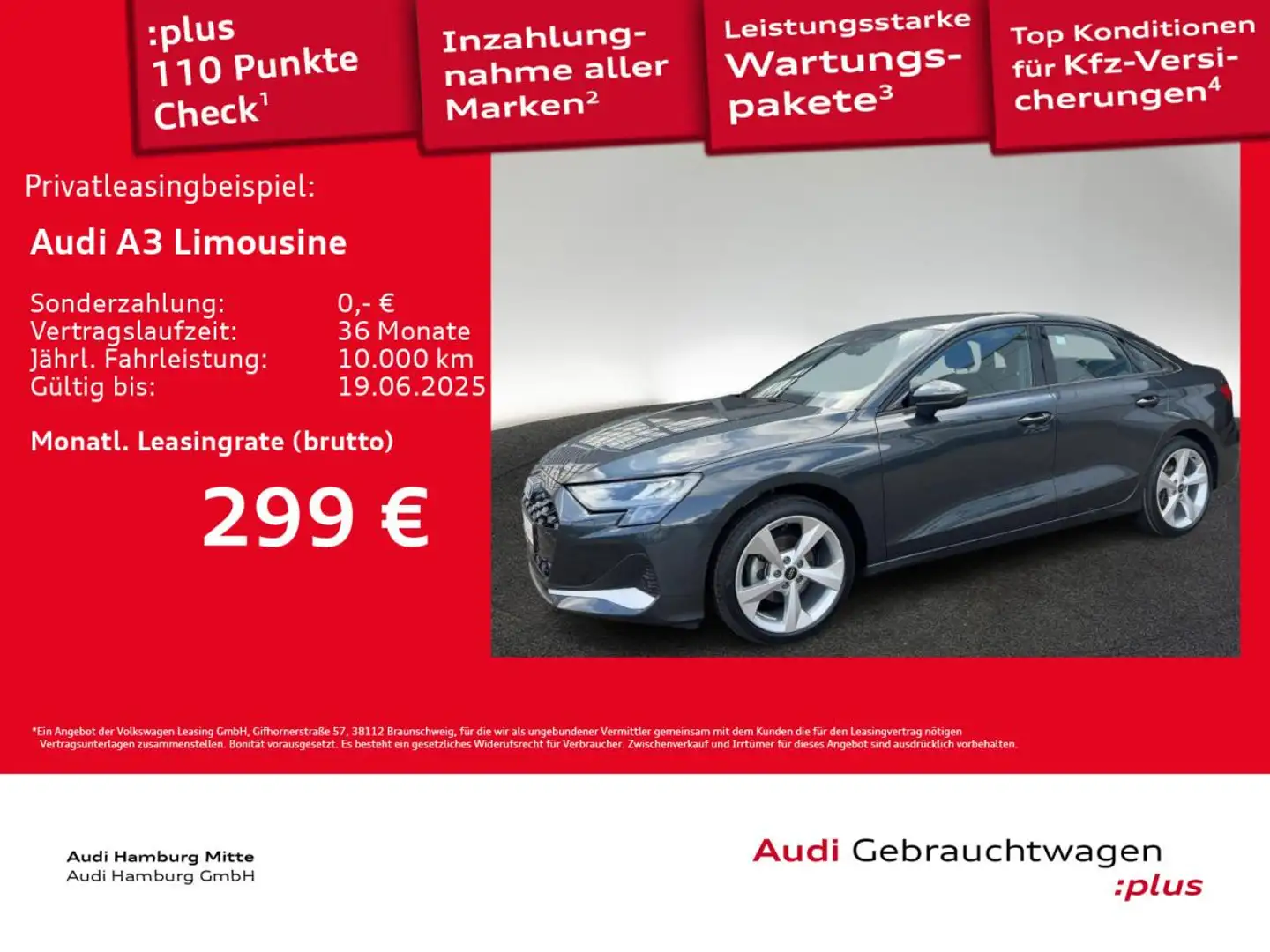 Audi A3 Limousine 35 TDI advanced S tronic Sitzhzg Navi Grau - 1