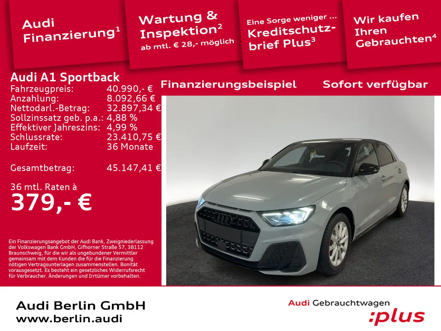 Audi A1 S line 35 TFSI S tronic Grau - 1