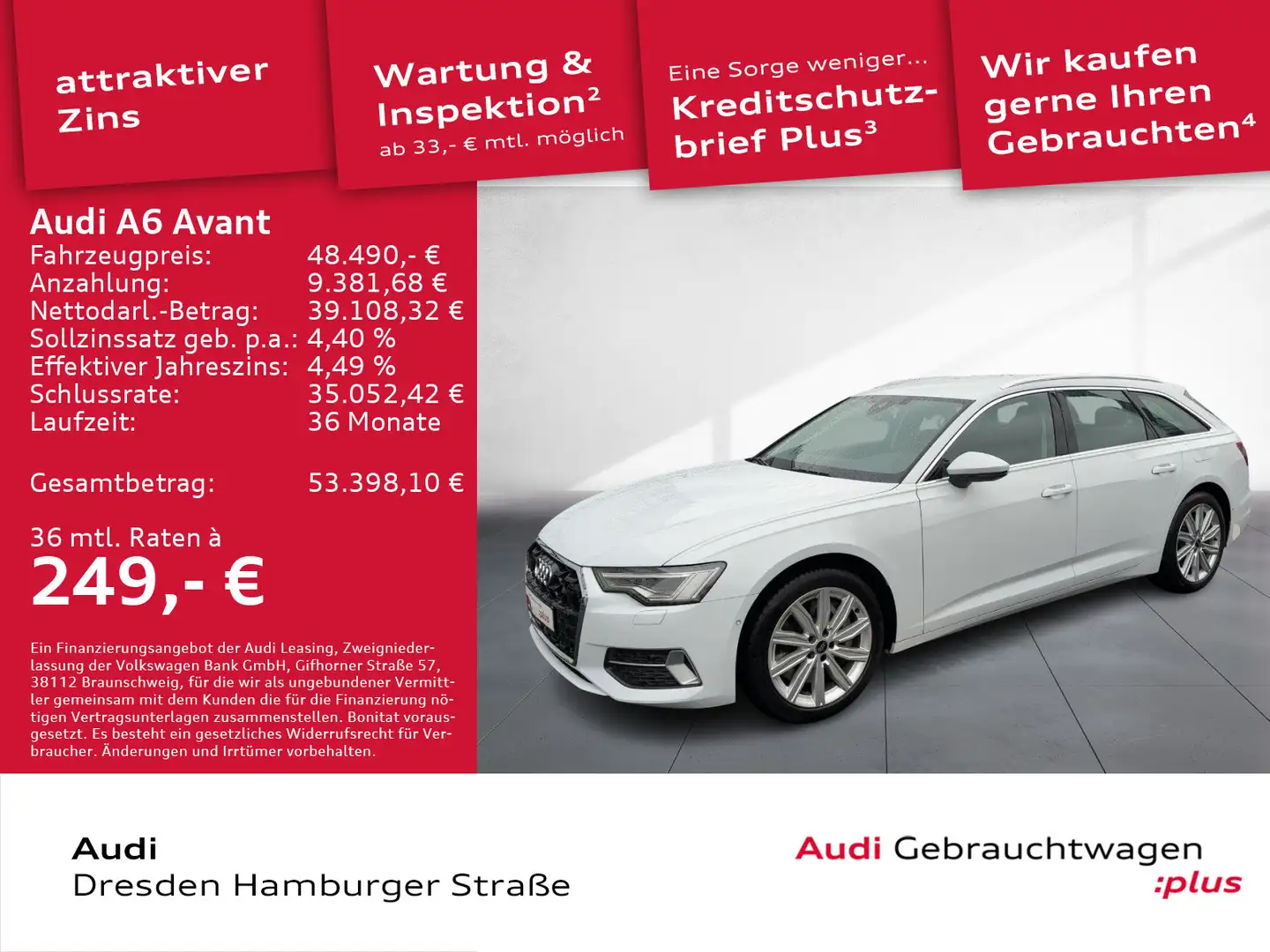 Audi A6 50 TFSI e advanced quattro Matrix Navi Weiß - 1