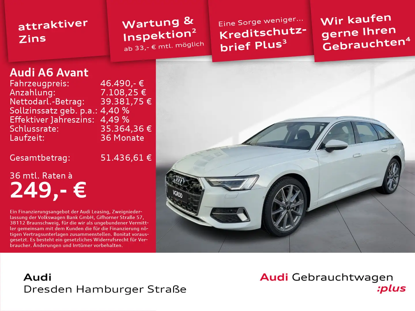 Audi A6 50 TFSI e advanced quattro Matrix Navi Weiß - 1