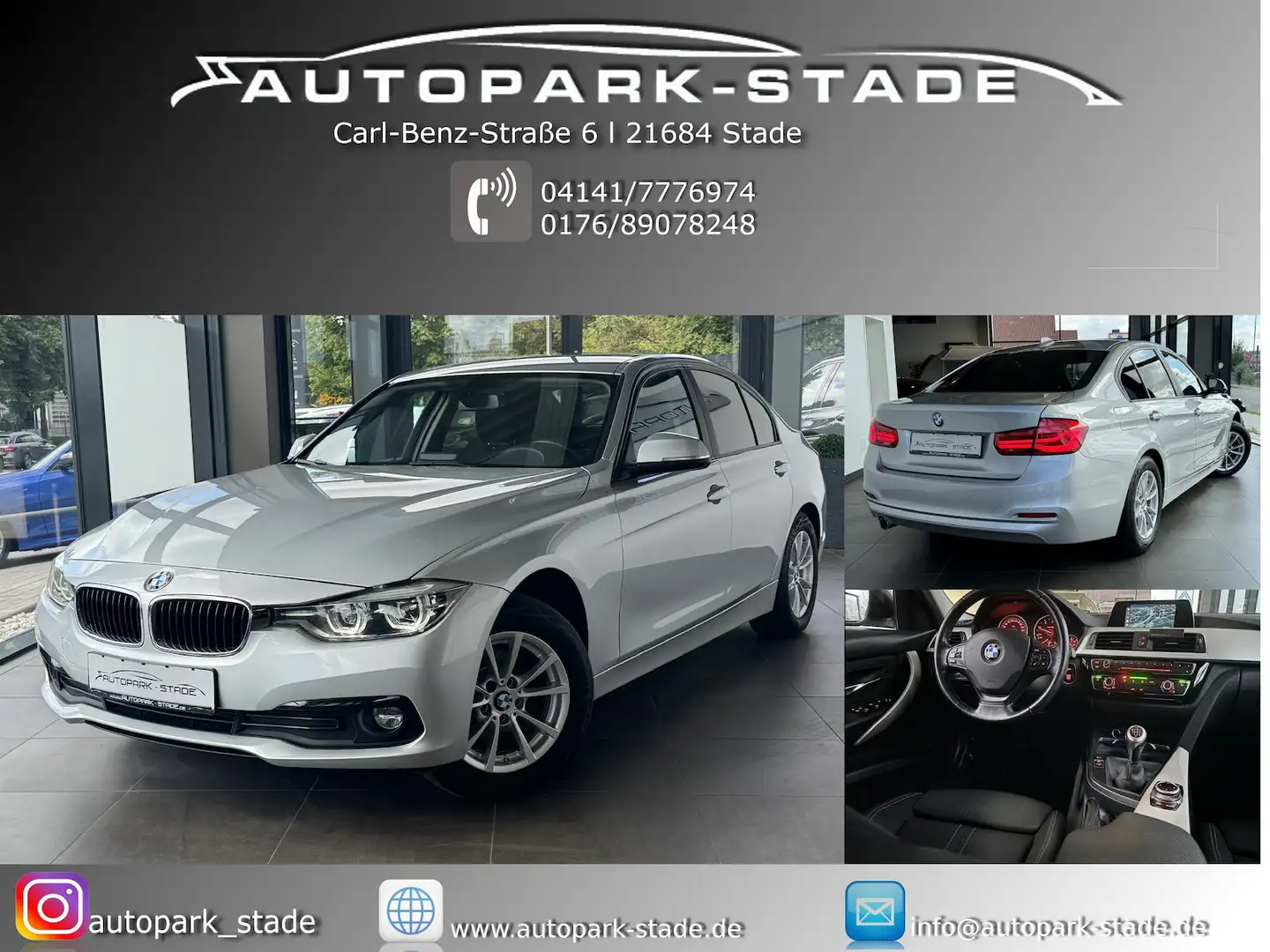 BMW 316 316d F30 Facelift LED Navi Tempo BT 6-Gang PDC Plateado - 1