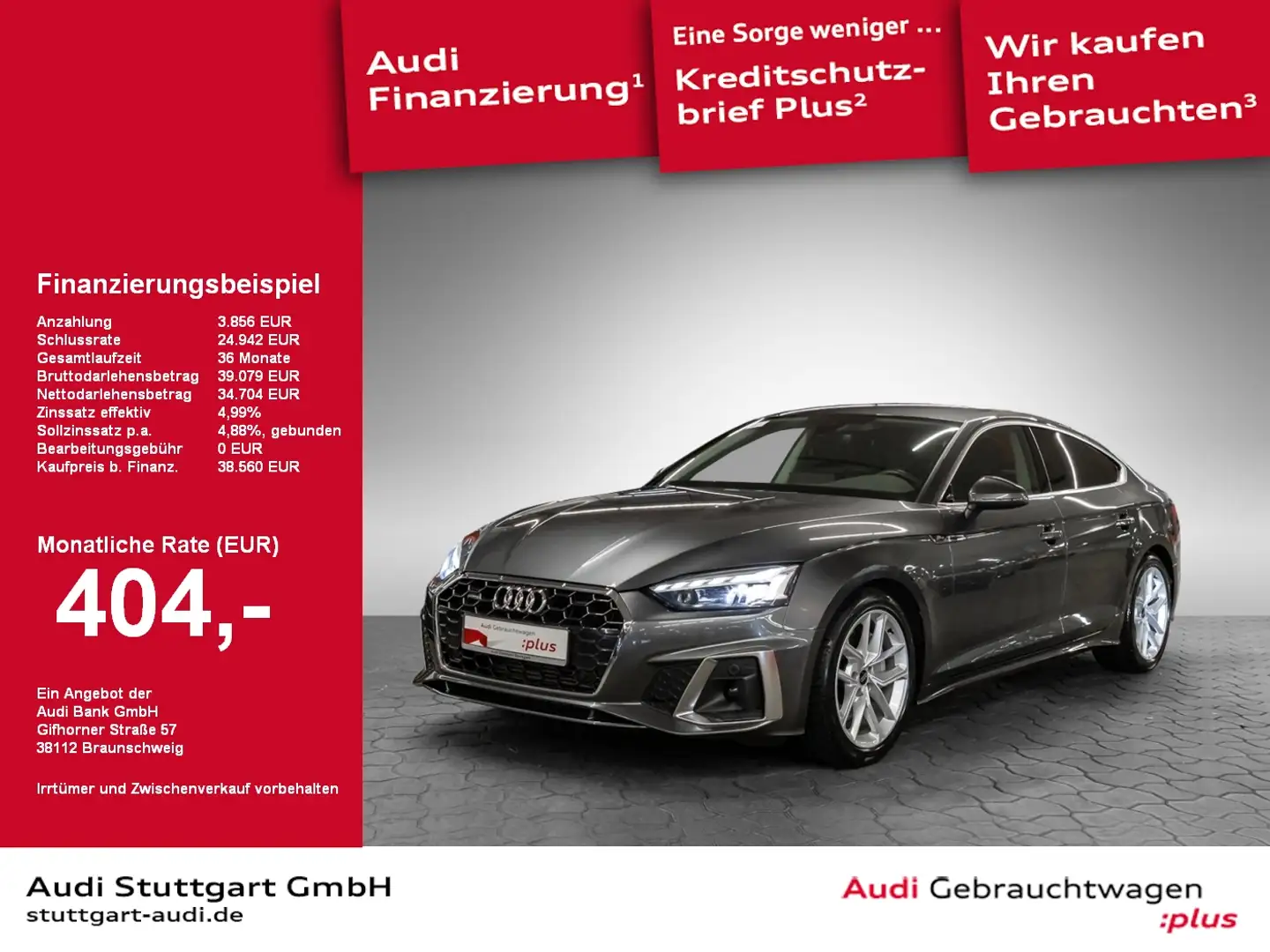 Audi A5 Sportback 45 TFSI quattro S line Matrix virtC Grigio - 1