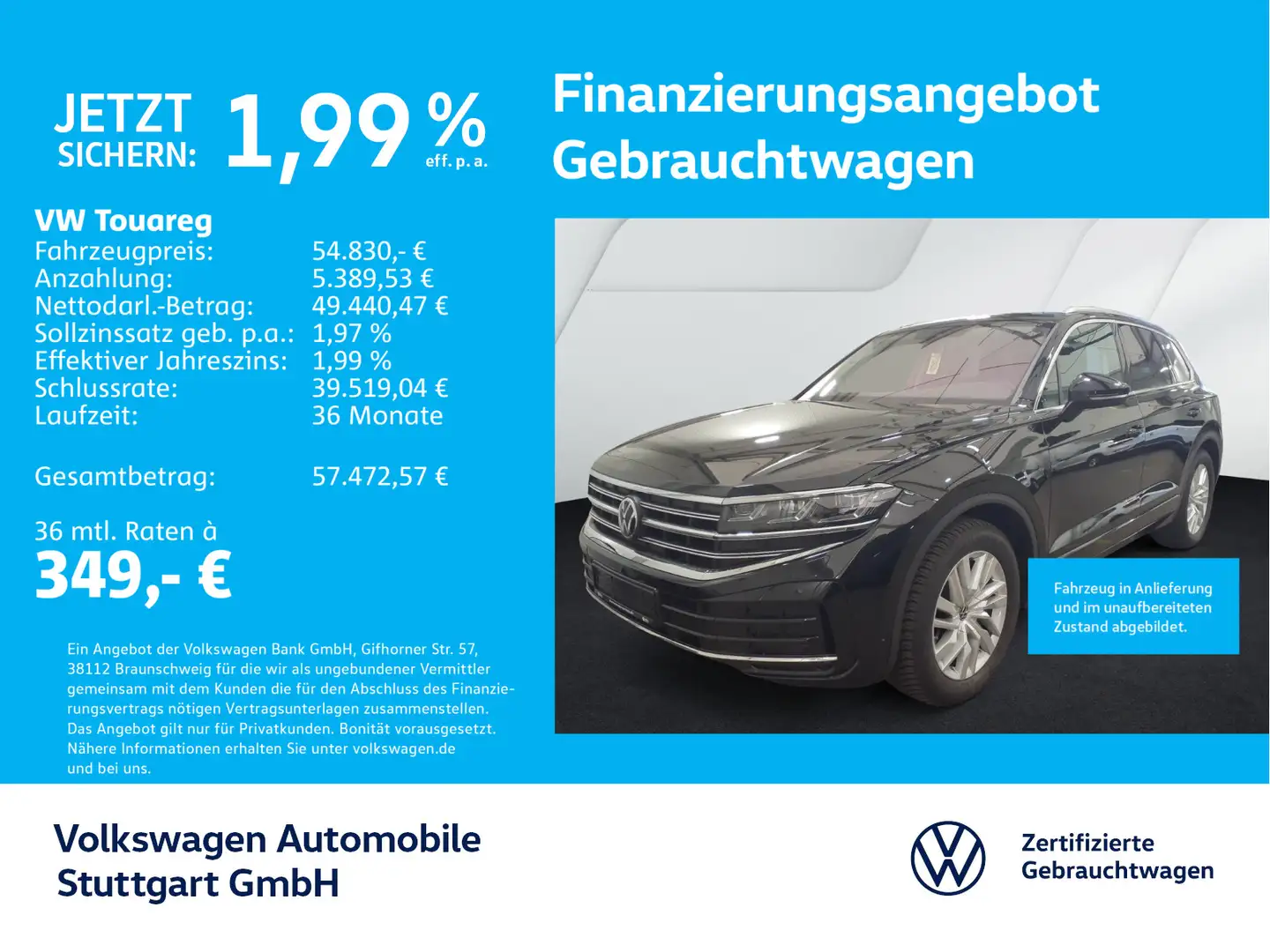 Volkswagen Touareg Elegance 3.0 TDI Navi AHK Kamera Schwarz - 1
