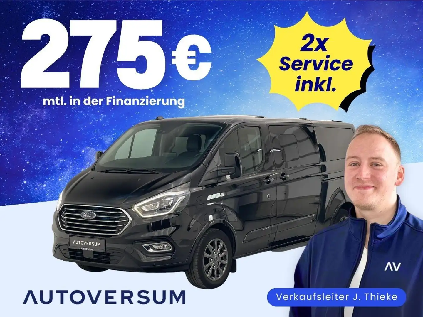 Ford Tourneo Custom 320 L2 Titan *STHZ*ACC*AHK*XENON* Noir - 1